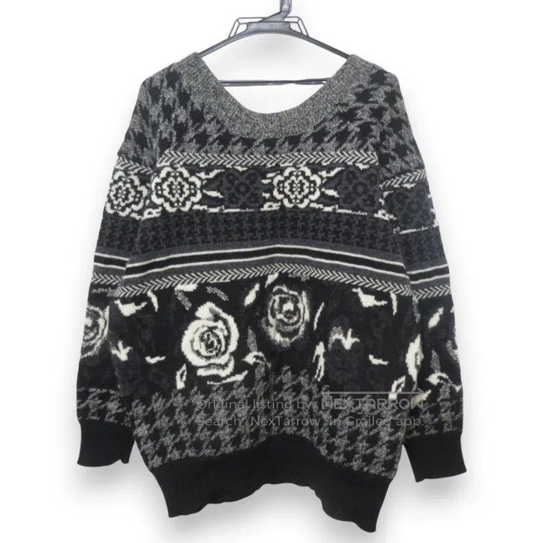 Junya Watanabe Junya Watanabe Rose Jacquard Long Sleeve Wool Knit Size S / US 4 / IT 40 - 3 Thumbnail