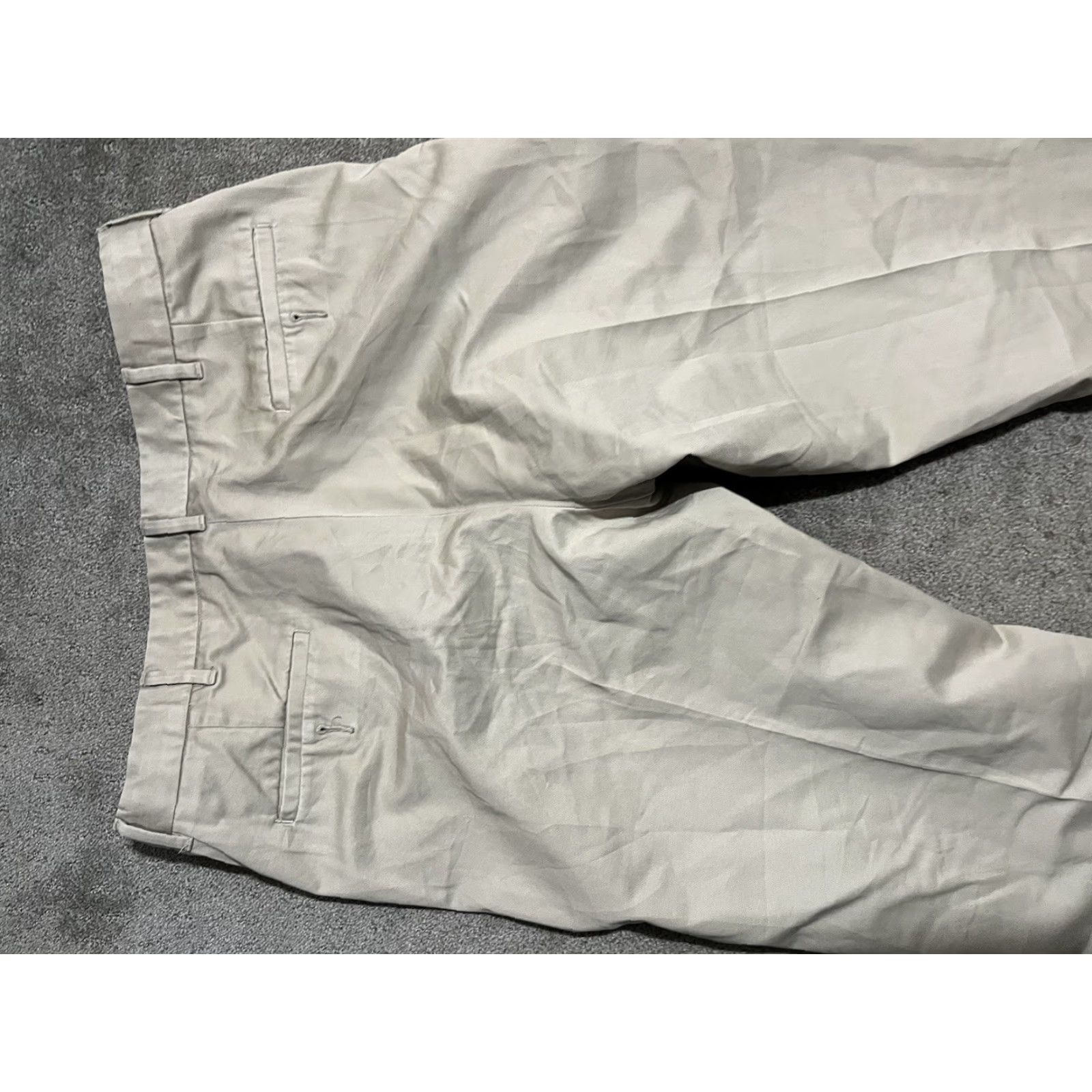 Haggar Haggar Q Beige Solid Cotton Flat Front Mens Dress Pants 36x32 Size US 36 / EU 52 - 4 Thumbnail