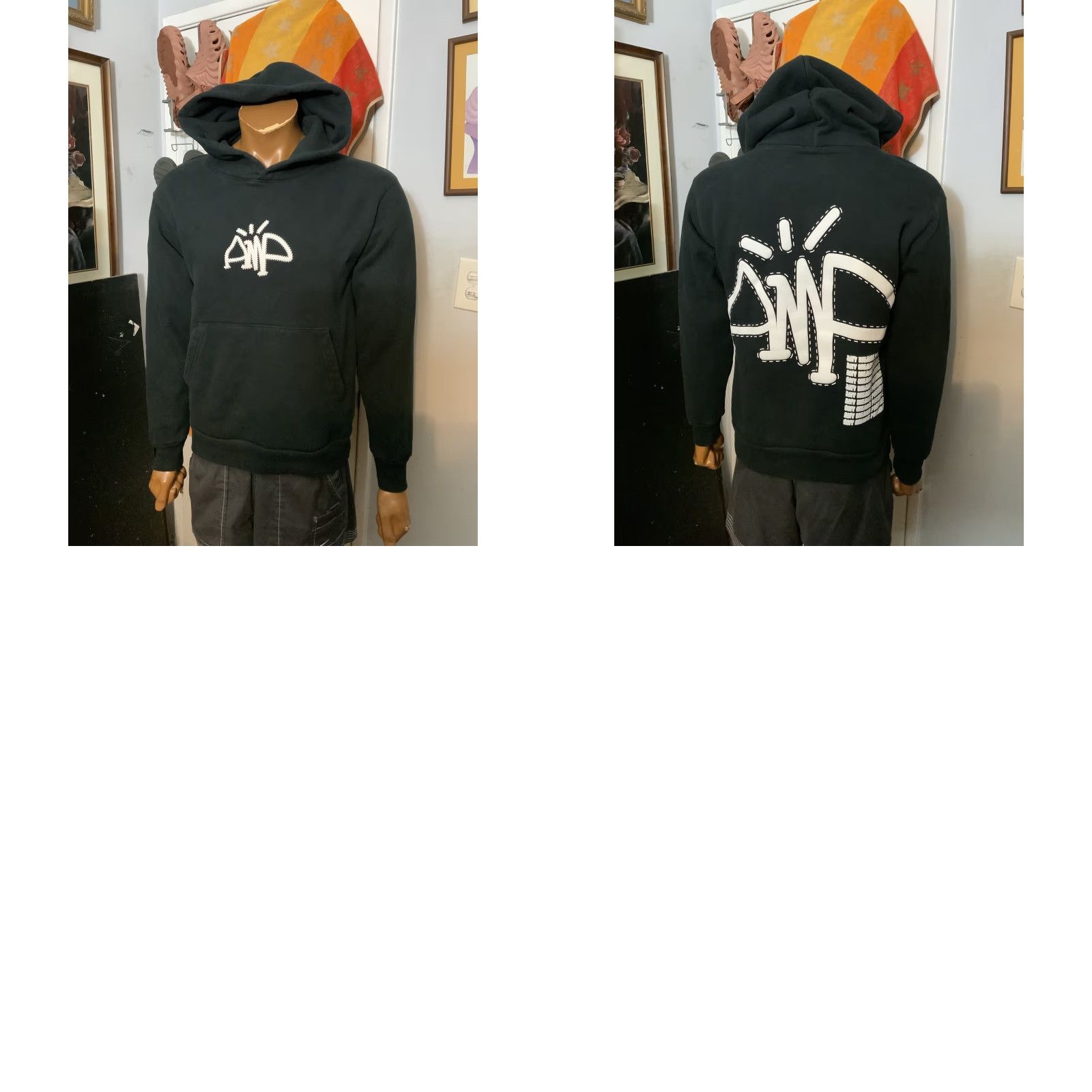 Vintage AMP Any Means Possible Kai Cenat Puff Print Heavyweight Black Pullover Hoodie SM Mens S Hoodie Size US S / EU 44-46 / 1 - 8 Thumbnail