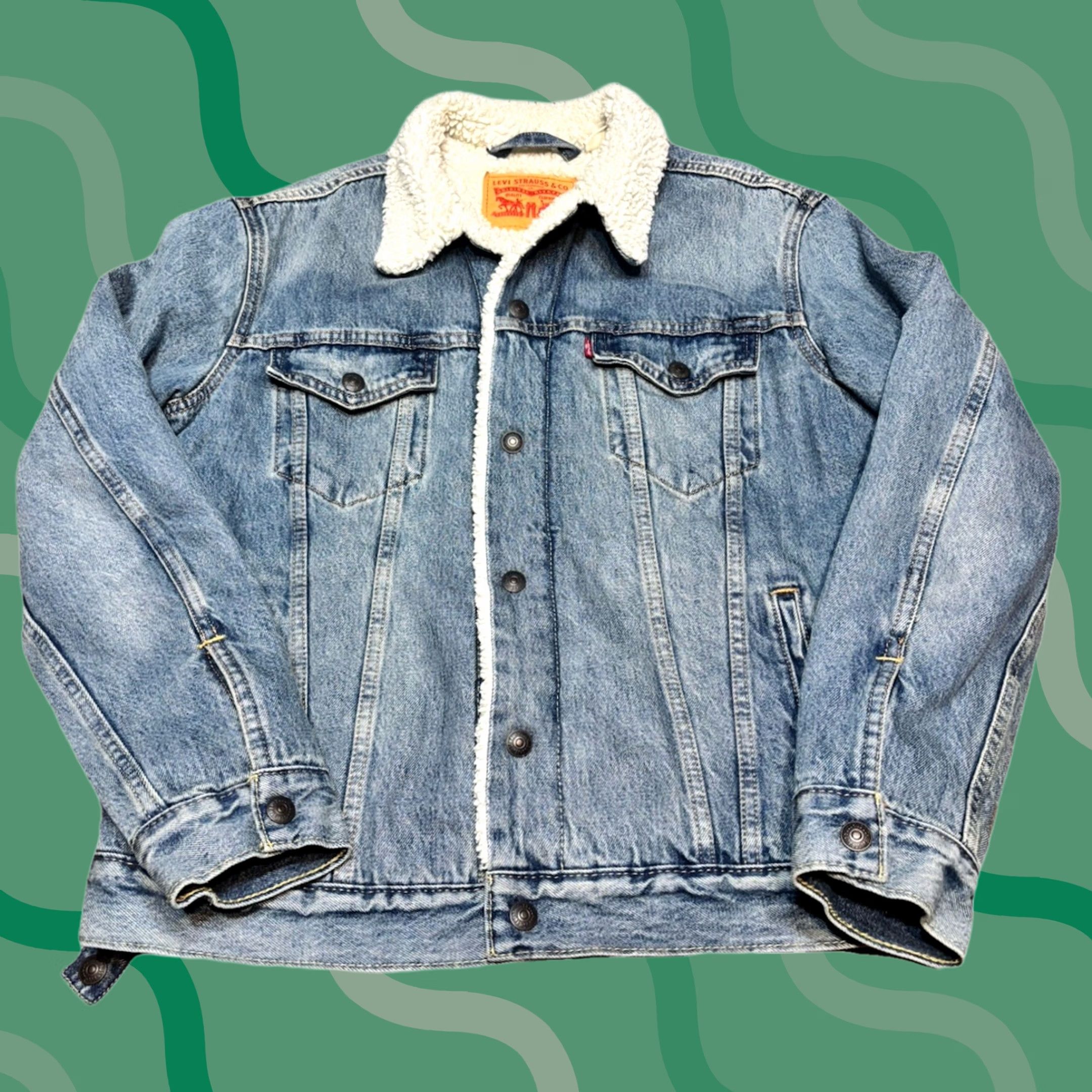 Levi's Levi's Mens Medium Blue Denim Sherpa Bomber Jacket Casual Trucker Size US M / EU 48-50 / 2 - 1 Thumbnail