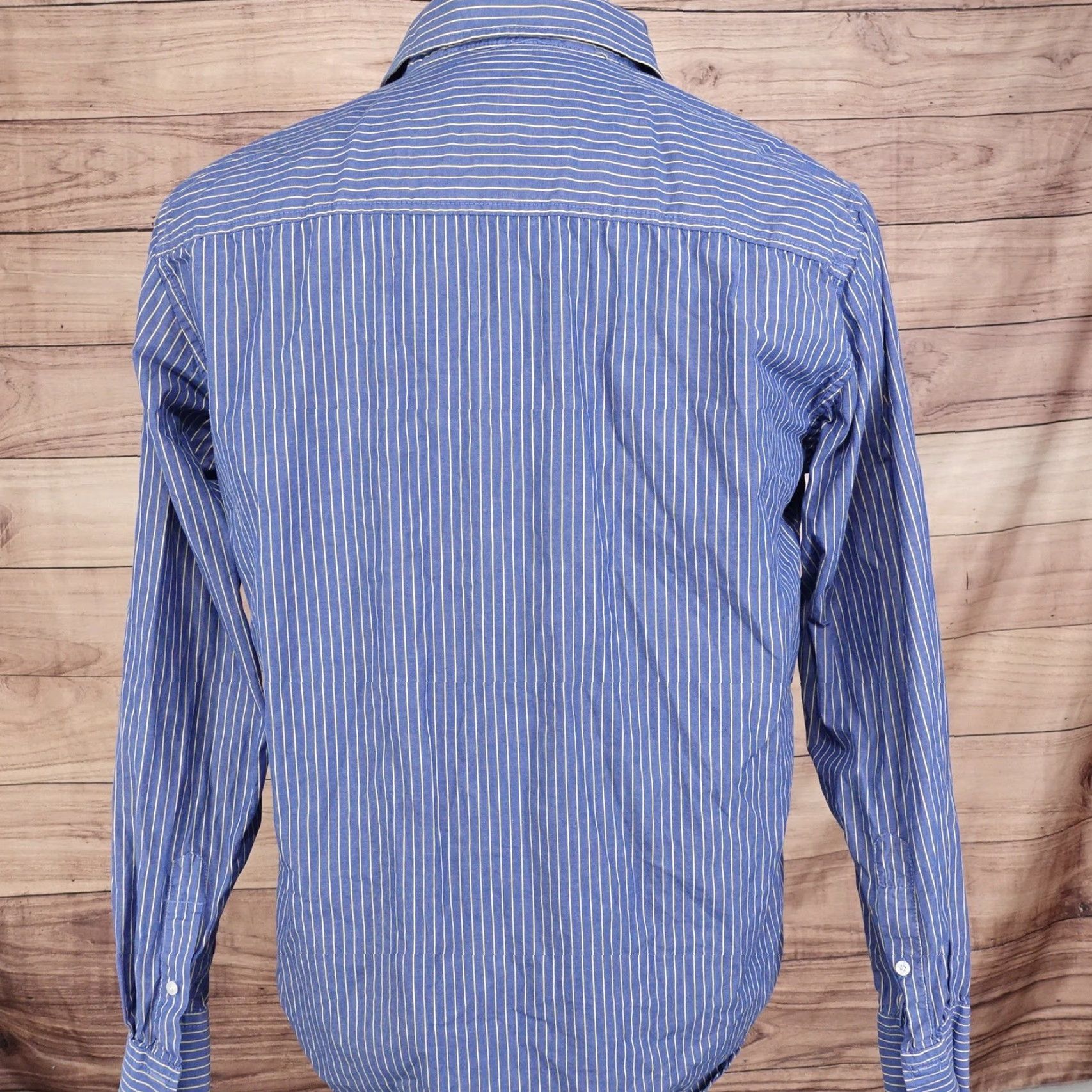 Aeropostale Aeropostale Men's Medium Blue Yellow Striped Button-Up Long Sleeve Shirt Classic Preppy Size US M / EU 48-50 / 2 - 4 Thumbnail