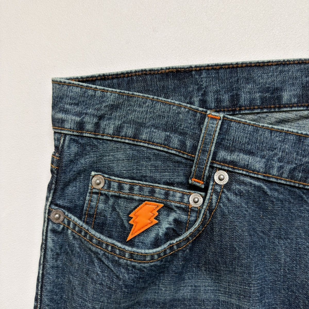 Walter Van Beirendonck 1990s ‘Lightning Bolt’ Scar Stitch Denim Jeans Size US 32 / EU 48 - 4 Thumbnail