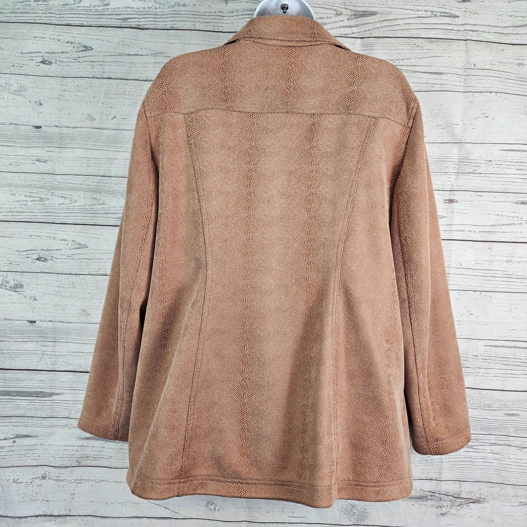 Vintage Chicos Womens Faux Suede Elongated Moto Jacket XL Brown Womens Jacket Size XL / US 12-14 / IT 48-50 - 3 Thumbnail