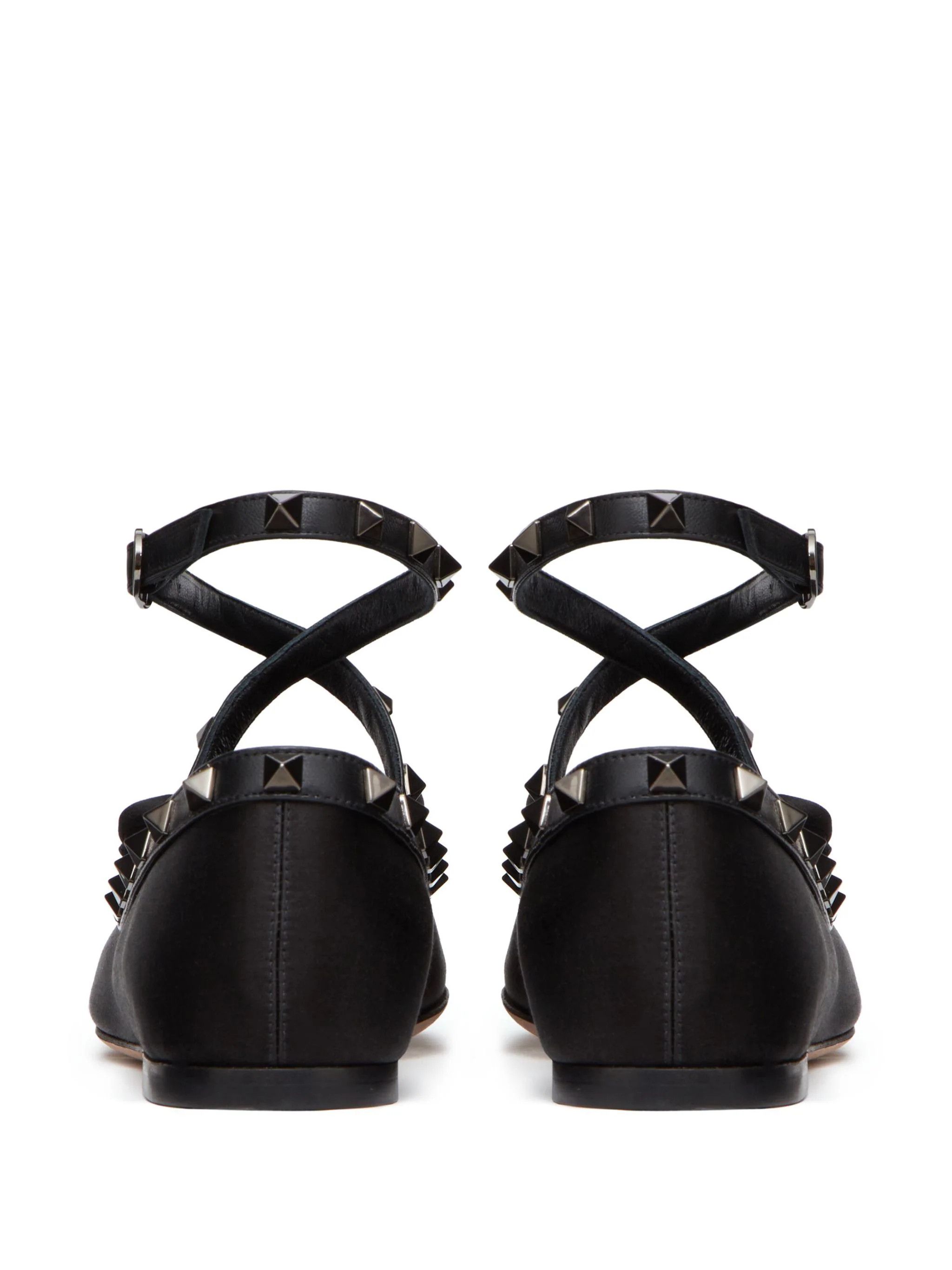 Valentino o1s22i1n0924 Silk Rockstud Ballet Flats in Black Size US 9 / IT 39 - 3 Thumbnail