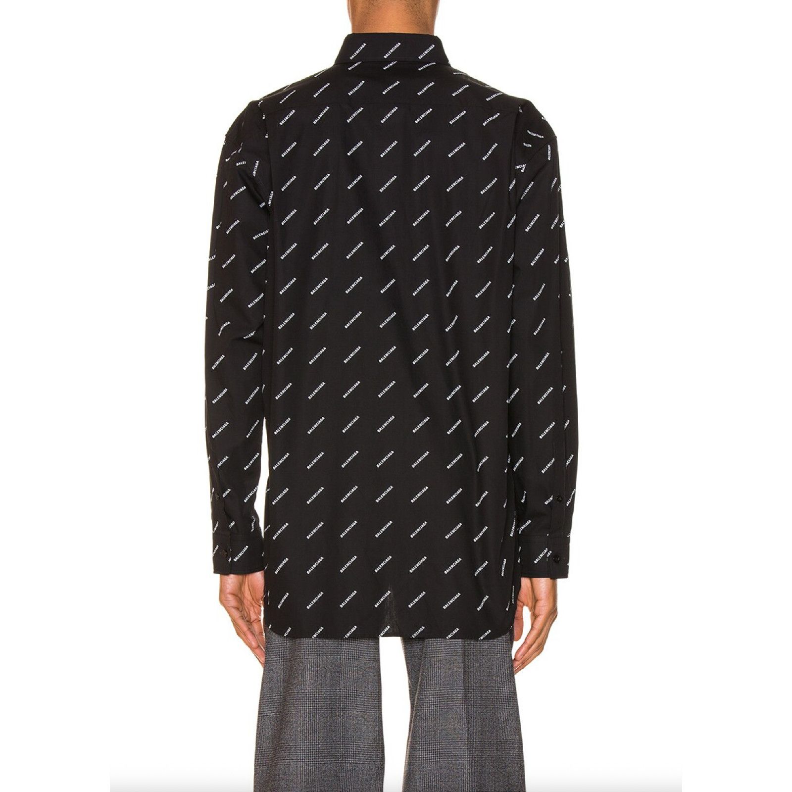 Balenciaga Balenciaga Black White All Over Logo Long Sleeve Button Up Size US M / EU 48-50 / 2 - 13 Thumbnail