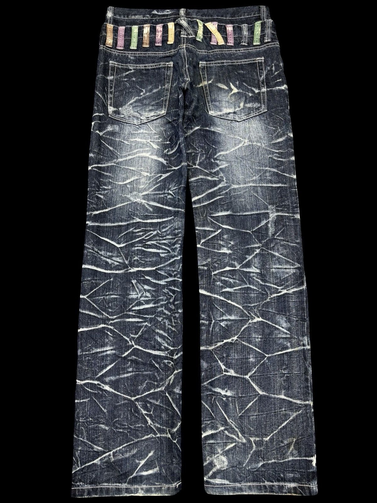Japanese Brand 💥Double Waist💥Nylaus Crazy Crack FadesDouble Waist Denim K27 Size US 32 / EU 48 - 2 Thumbnail