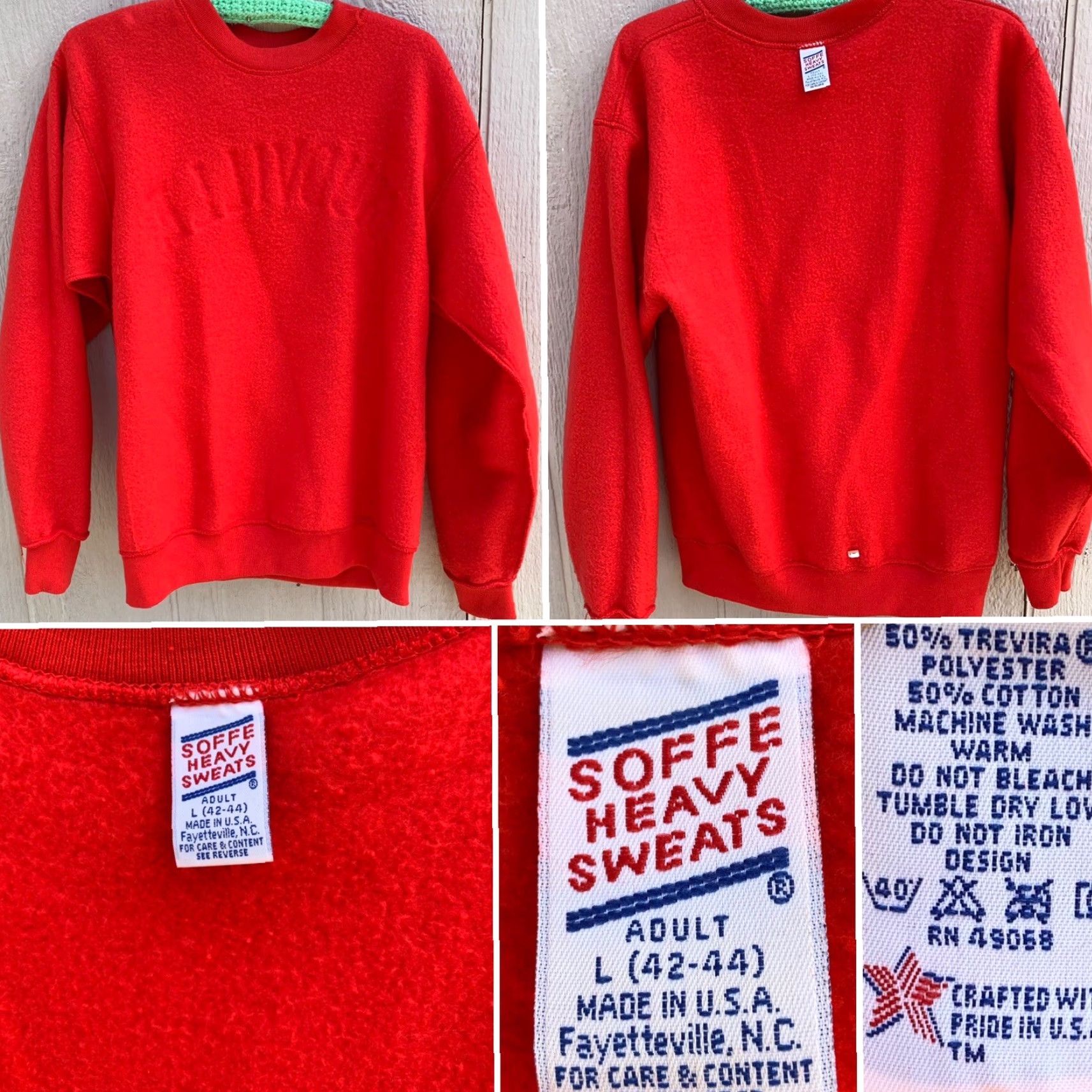 Vintage VINTAGE Soffe Heavy Sweats MUDVILLE graphic sweatshirt Long Sleeve Pullover Adult L Red Graphic Print Mens pullover sweatshirt 90s 80s Size US L / EU 52-54 / 3 - 7 Thumbnail