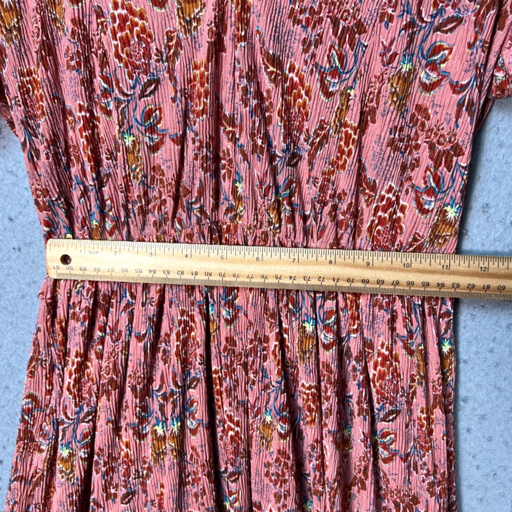 Mango Mango Pink Floral Dress Womens 4 V-Neck Short Sleeve A-Line Maxi Knee Length Tie Waist Ruffle Hem Summer Spring Size S / US 4 / IT 40 - 7 Thumbnail