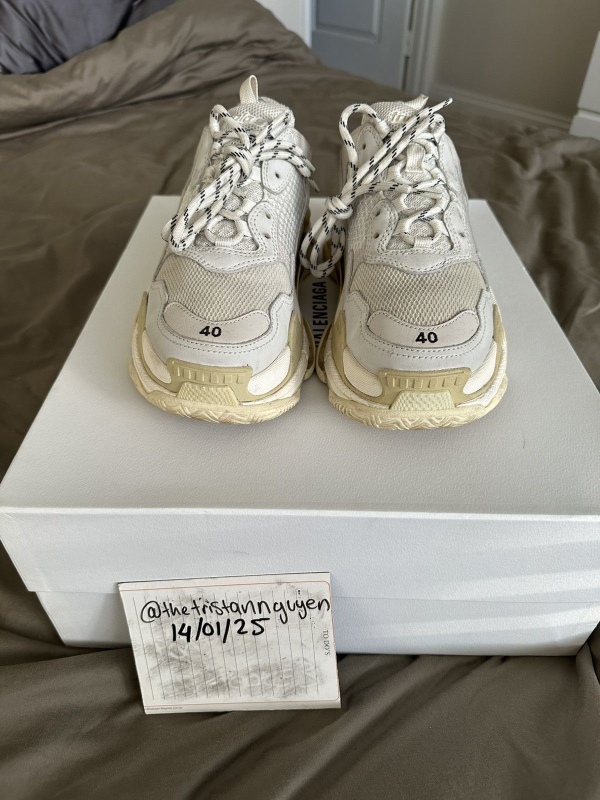Balenciaga Triple S Low-Top Sneakers (white/beige) Size US 7 / EU 40 - 3 Thumbnail
