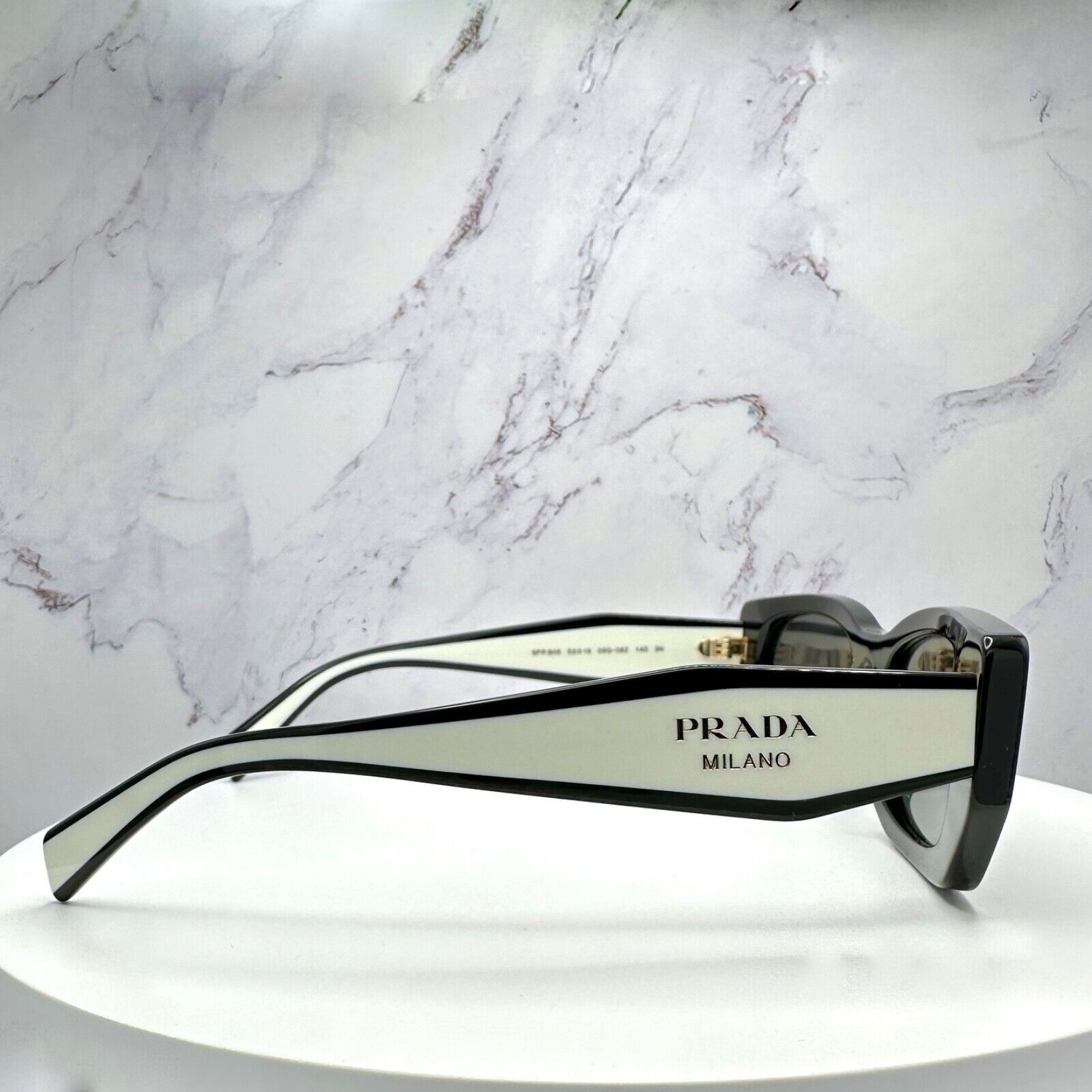 Prada New PRADA Sunglasses Logo Black & White Gold Metallic Logo Size ONE SIZE - 4 Thumbnail
