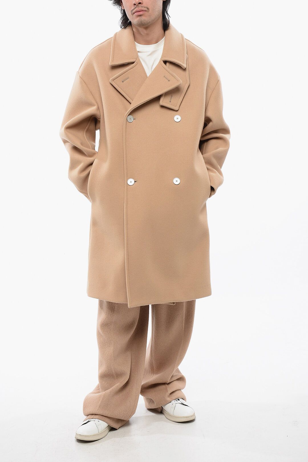 Jil Sander og1mm0625 Wool Double Breasted Coat in Beige Size US S / EU 44-46 / 1 - 4 Thumbnail