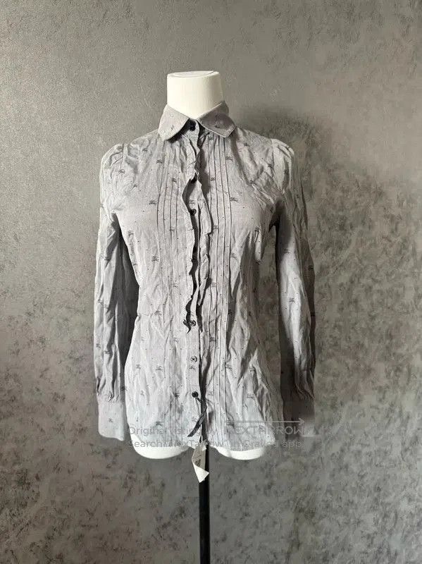 Burberry Burberry Gray Cotton Long Sleeve Shirt. Size M / US 6-8 / IT 42-44 - 6 Thumbnail