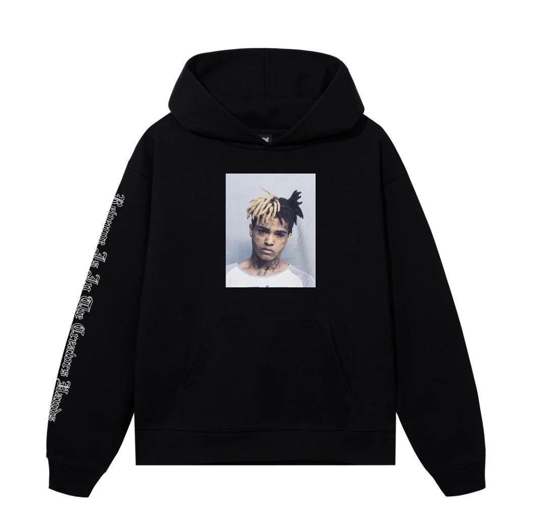 image of Revenge Xxxtentacion Kill Mugshot Hoodie Sweatshirt in Black, Men's (Size XL)