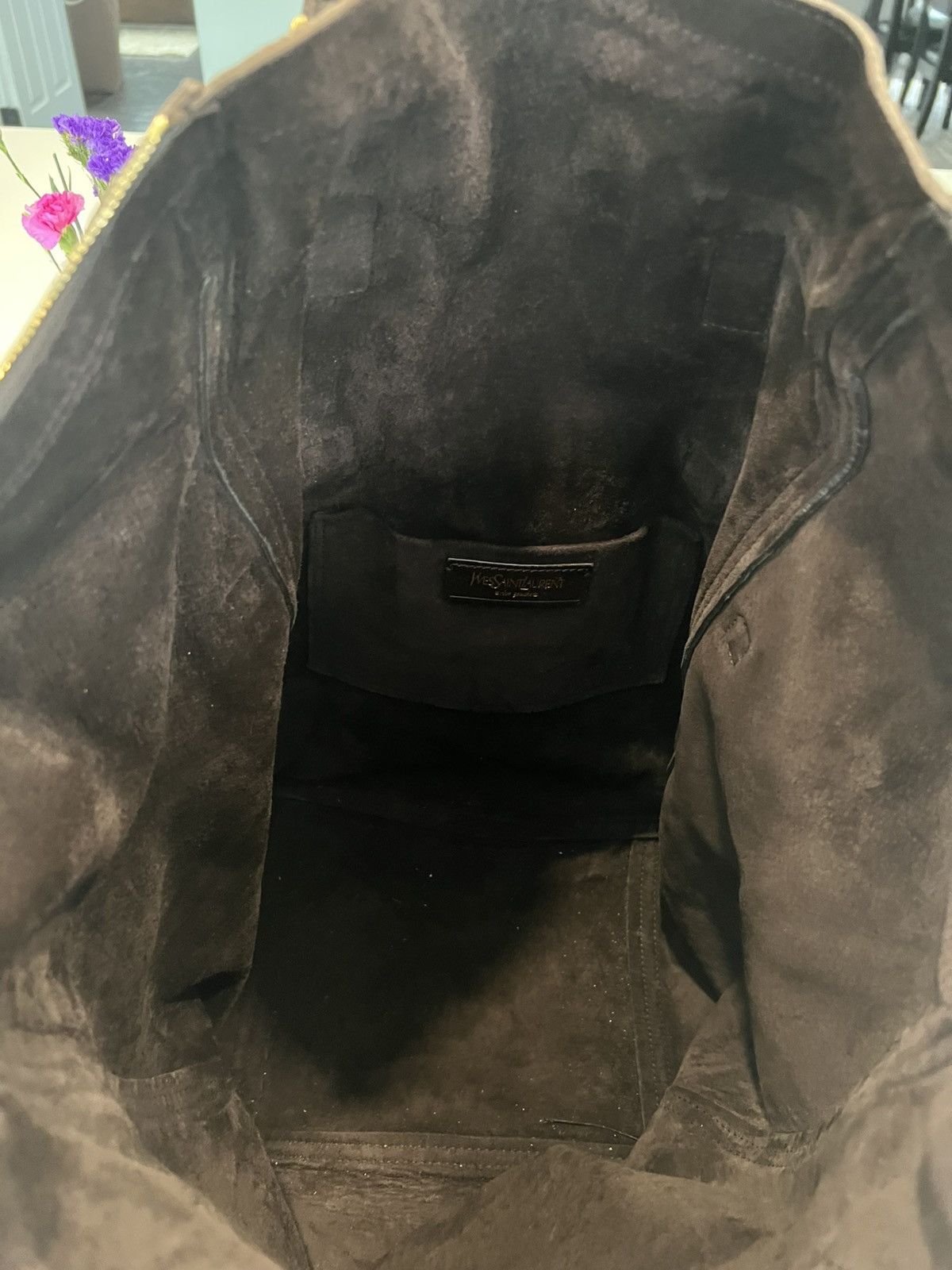 Yves Saint Laurent Yves Saint Laurent Rive Gauche Chocolate Brown Leather Tote Size ONE SIZE - 7 Thumbnail