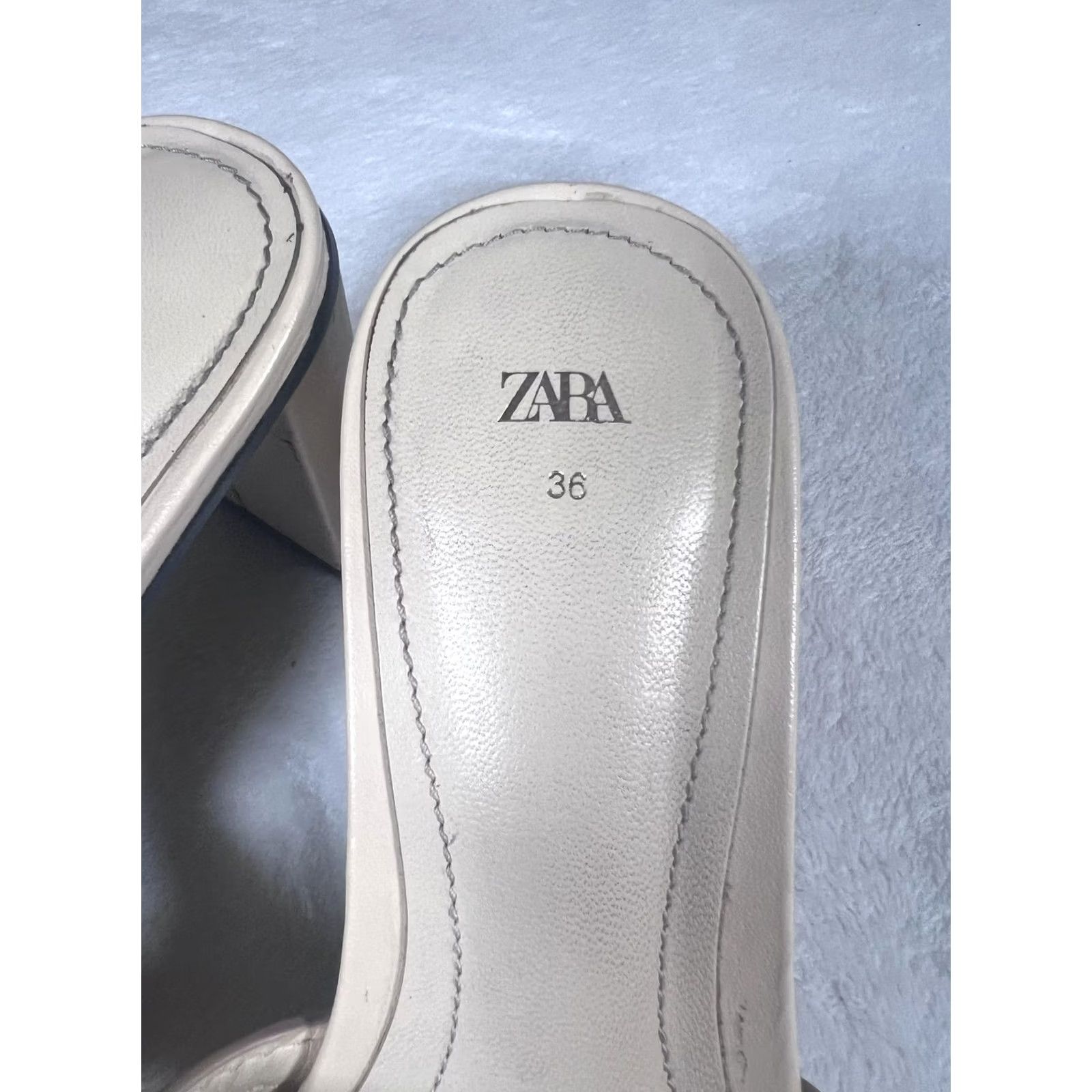 Zara Zara Sandals Womens 6 Beige Woven Slide Block Heel Square Toe Dress Shoes Size M / US 6-8 / IT 42-44 - 3 Thumbnail