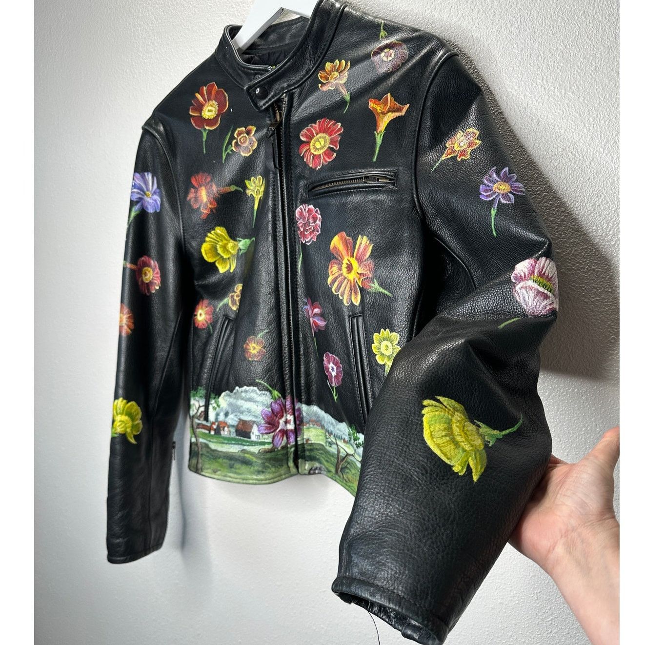 Libertine Libertine Hand-Painted Floral Skull Black Leather Jacket M Size M / US 6-8 / IT 42-44 - 6 Thumbnail