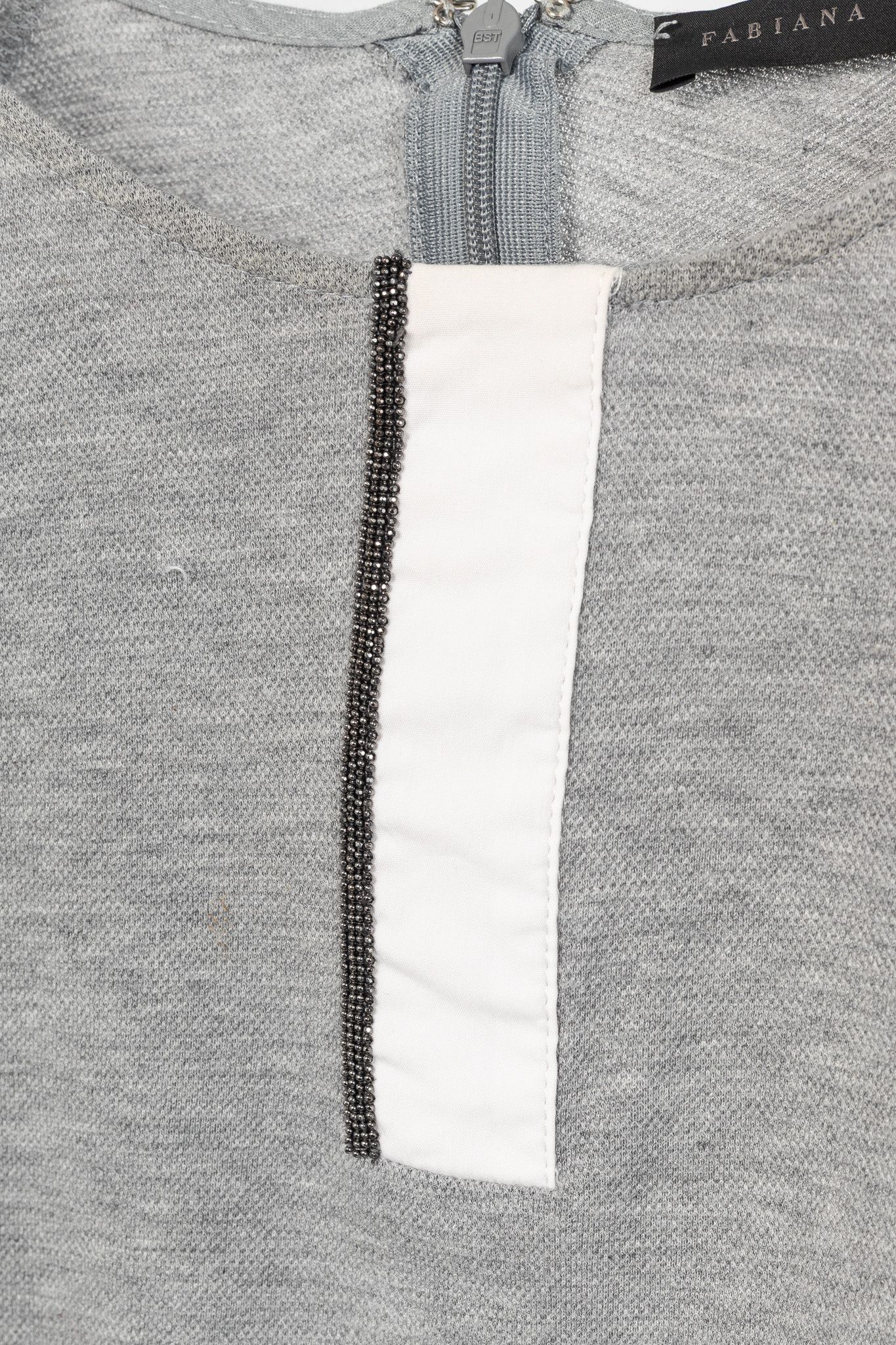 Fabiana Filippi Fabiana Filippi Grey Cotton-Pique Monili Peplum T-Shirt Size S / US 4 / IT 40 - 6 Thumbnail