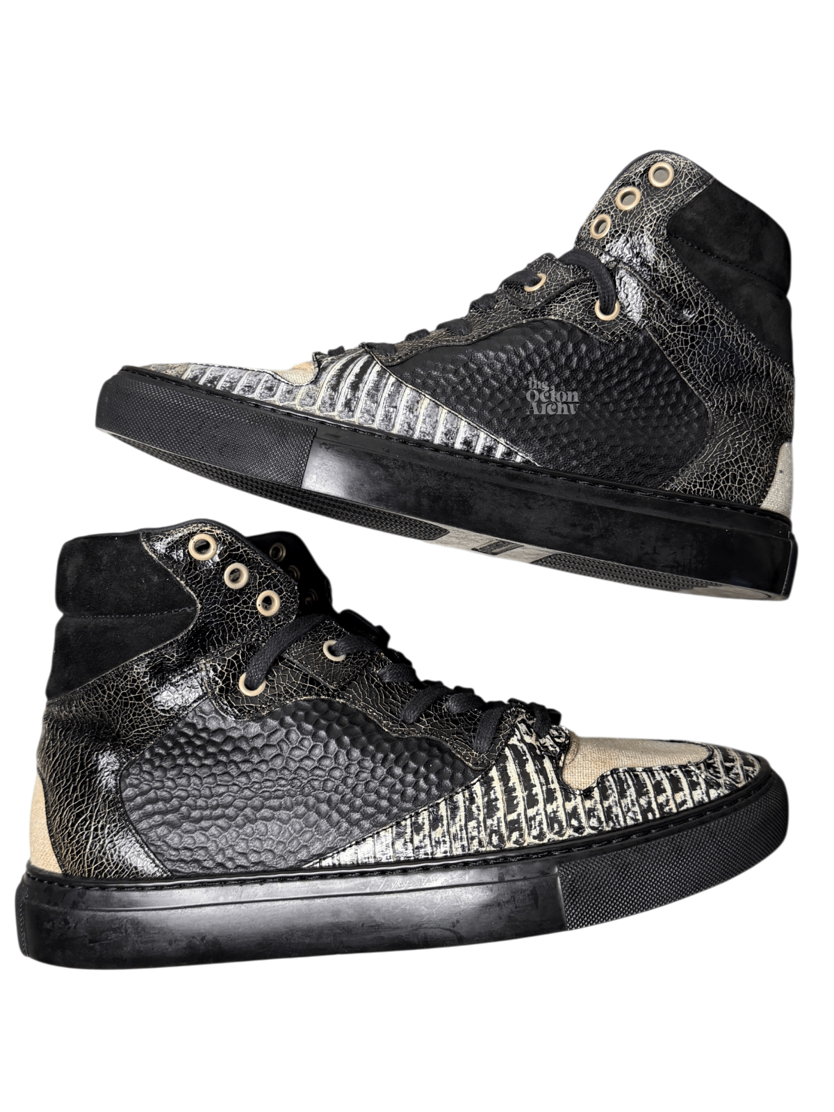 Balenciaga Vintage Balenciaga High Top Sneaker Black/Snakeskin Mismatch Size US 7 / EU 40 - 7 Thumbnail