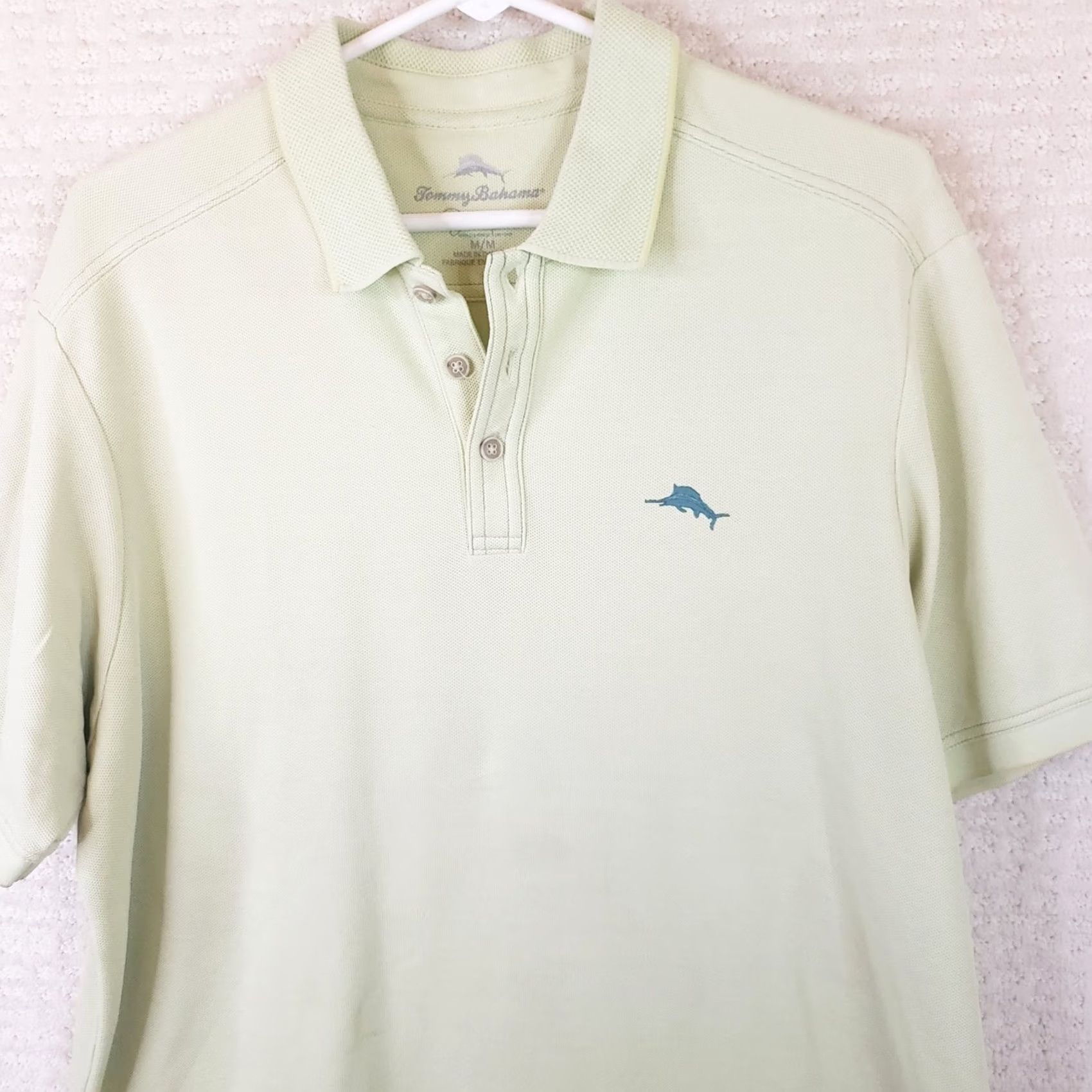 Tommy Bahama Tommy Bahama Polo Shirt Men Short Sleeve Supima Cotton Light Green M Regular Knit Solid Shirt Size US M / EU 48-50 / 2 - 2 Thumbnail