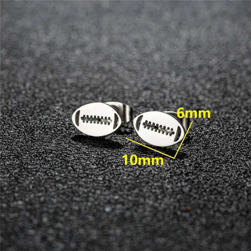 Jewelry Rugby Football Mini Stud Earrings Charm Earring Gift Size ONE SIZE - 2 Thumbnail