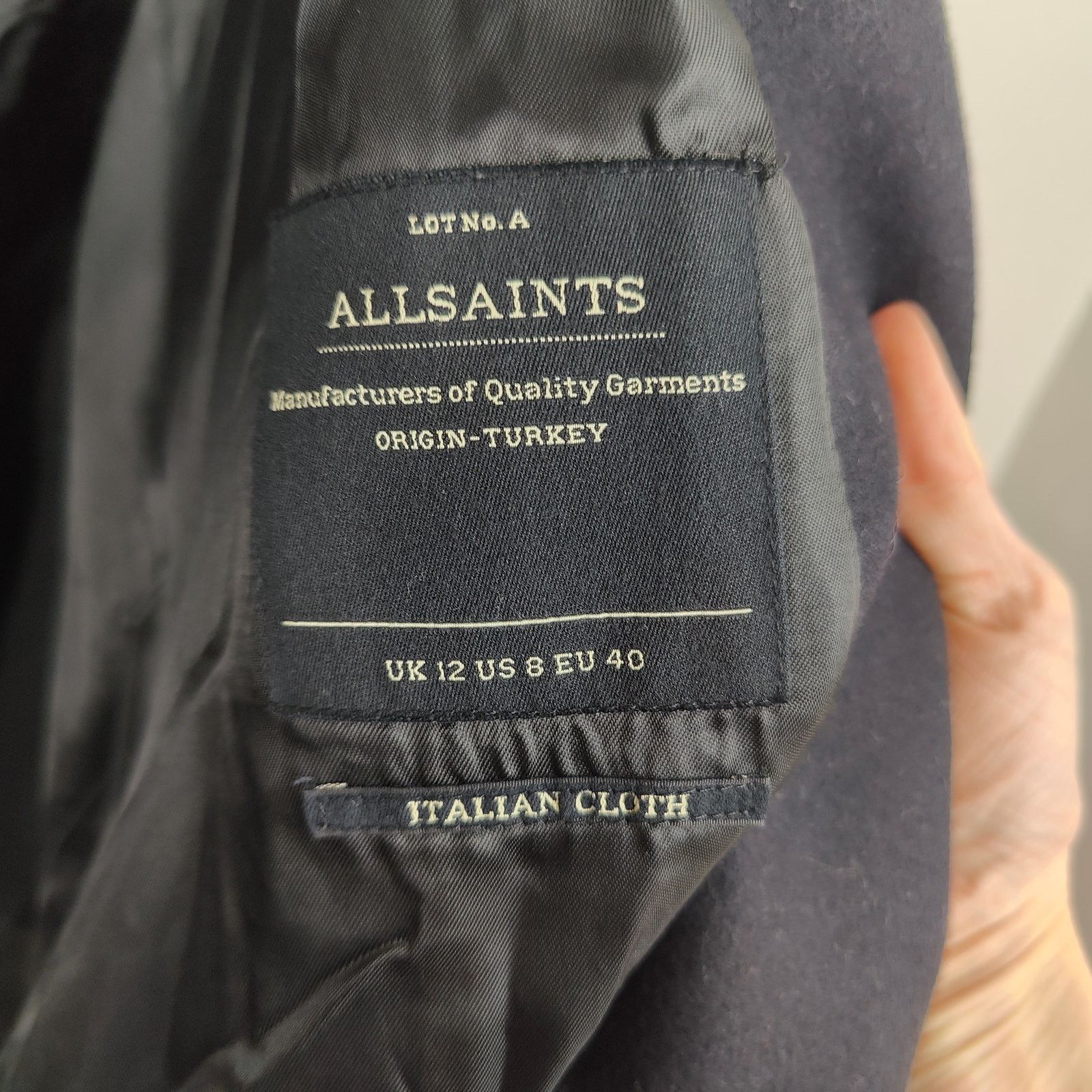Allsaints AllSaints City Monument Coat Womens 8 Black Wool Blend Size M / US 6-8 / IT 42-44 - 8 Thumbnail