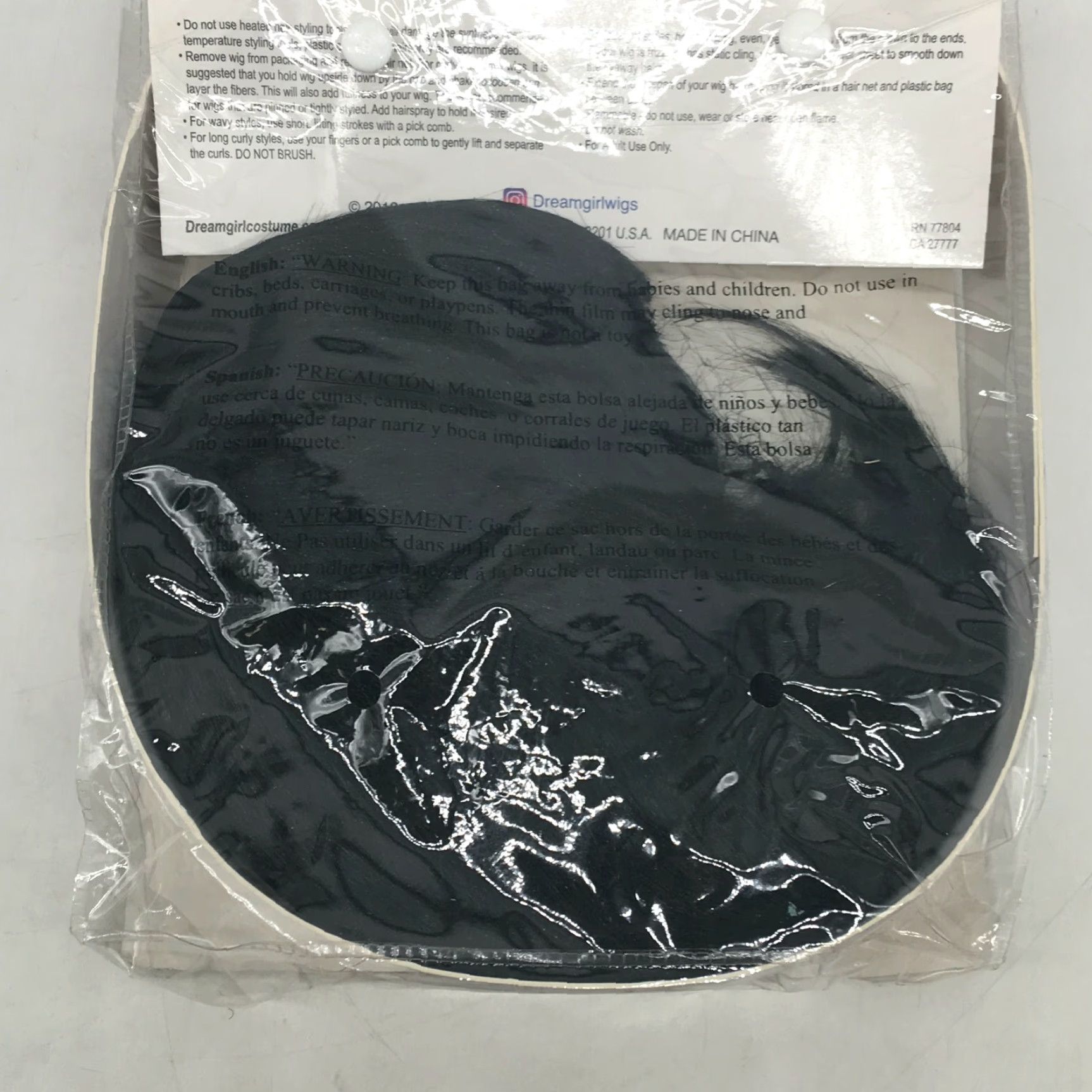 Vintage Dreamgirl Adult Women Short Black Bob Hair Wig Halloween Costume Accessory Shirt Size 42" / US 20 - 2 Thumbnail