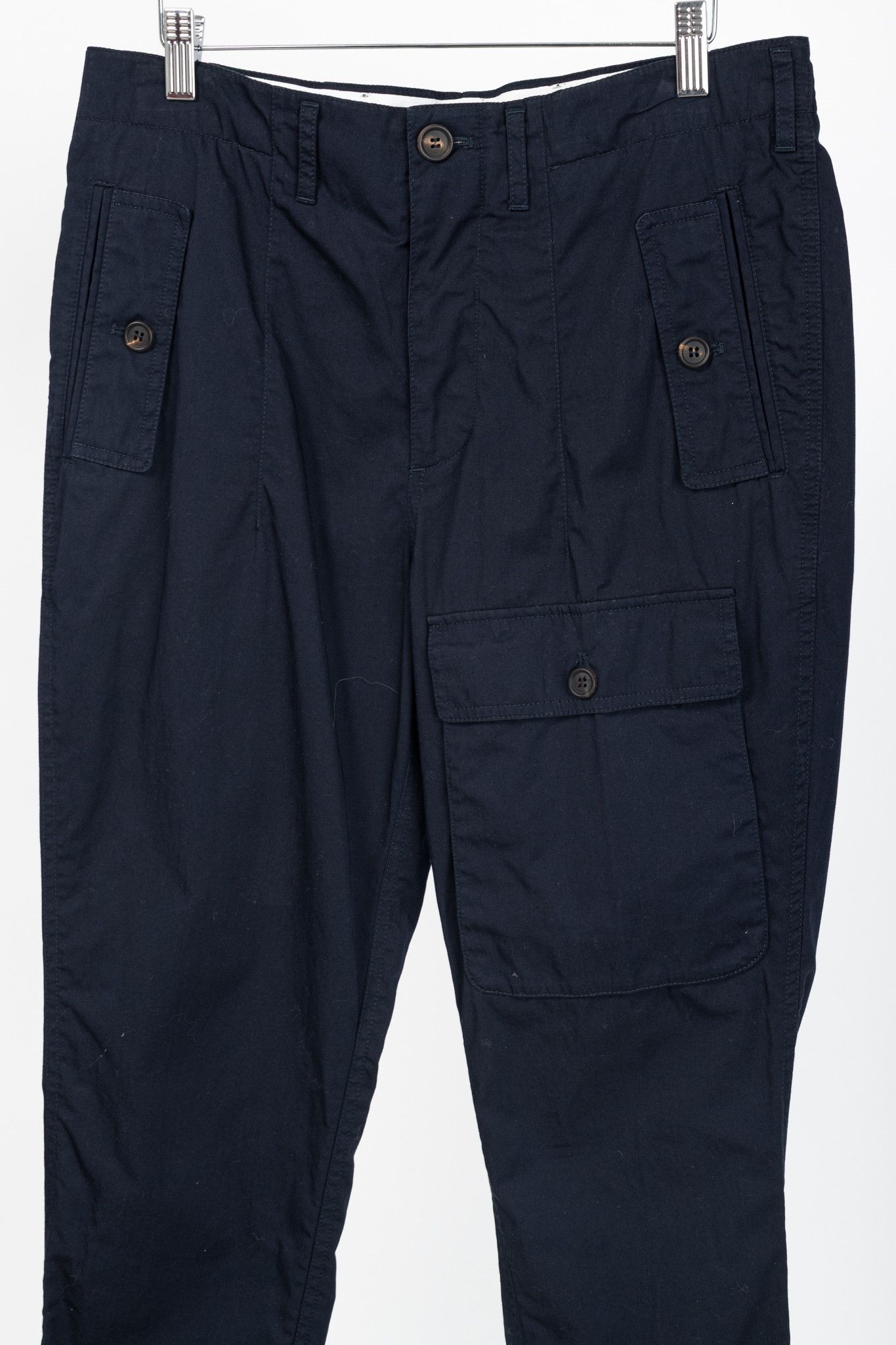 Brunello Cucinelli Brunello Cucinelli SS/17 Navy Cotton Poplin Cargo Pants Size US 32 / EU 48 - 3 Thumbnail