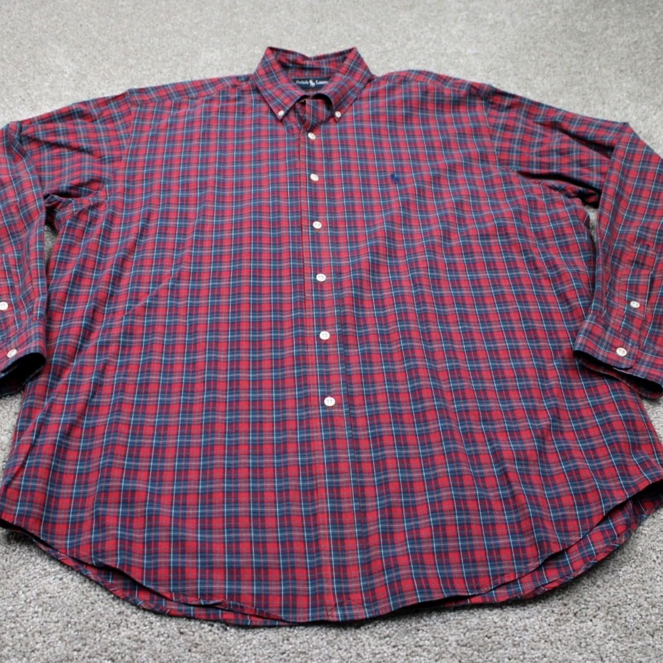 Ralph Lauren Ralph Lauren Shirt Men Large Red/Blue 2 Ply Cotton Long Sleeve Button Down Plaid Size US L / EU 52-54 / 3 - 3 Thumbnail