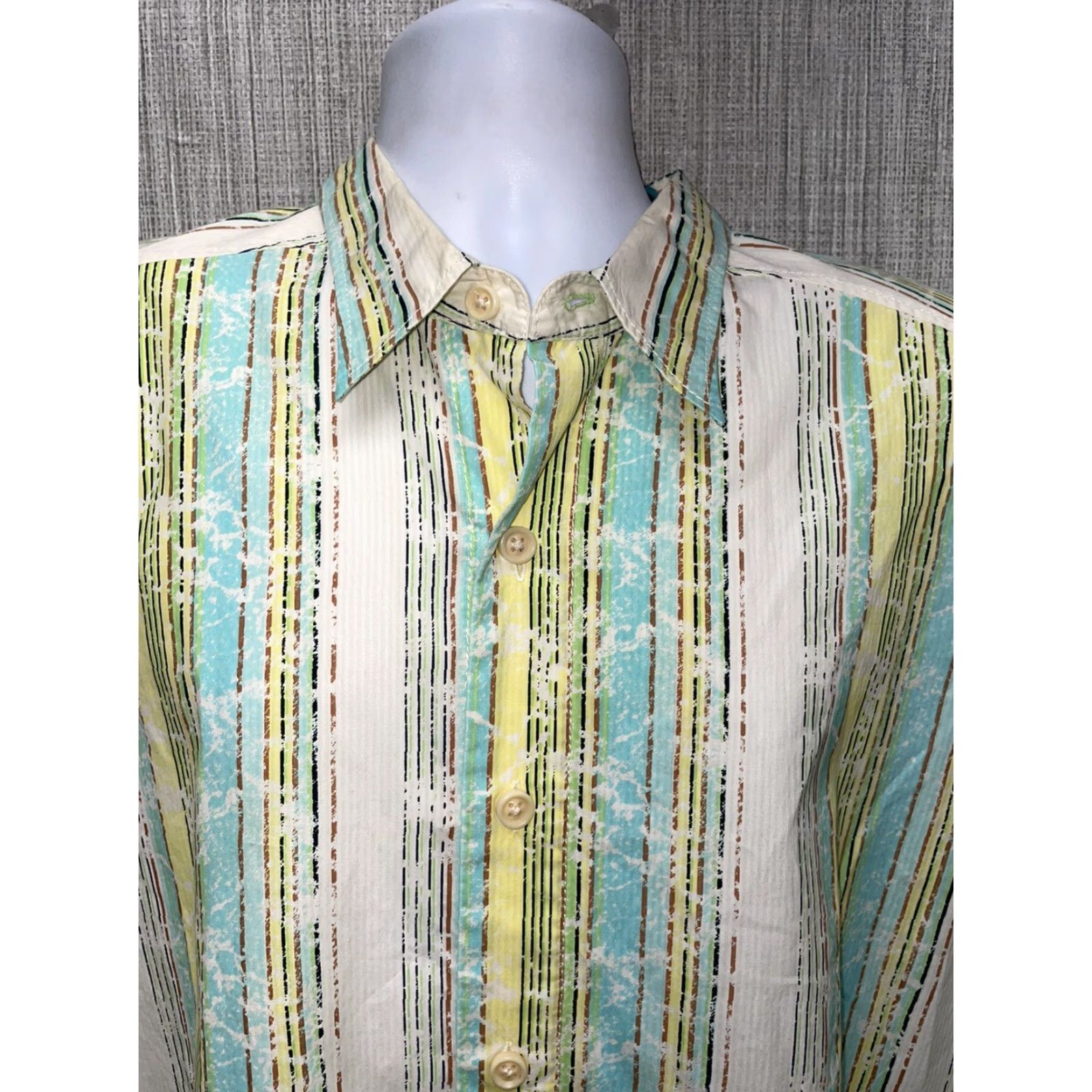 Tommy Bahama Tommy Bahama Shirt Mens XL Long Sleeve Button-Down Multicolor Striped Cotton Blend Button Up Size US XL / EU 56 / 4 - 2 Thumbnail