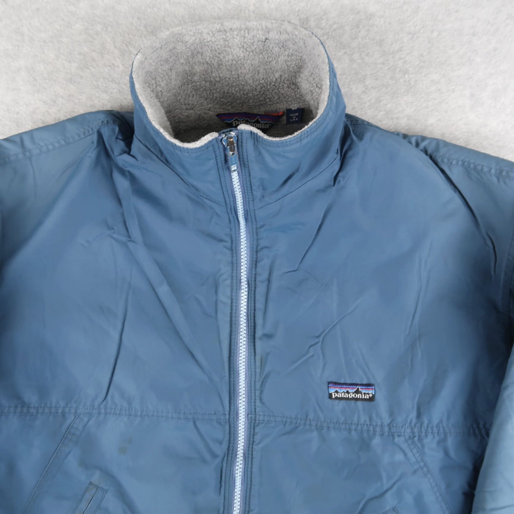 Vintage 90s Patagonia Shelled Synchilla Bomber Jacket USA Made Blue Size M