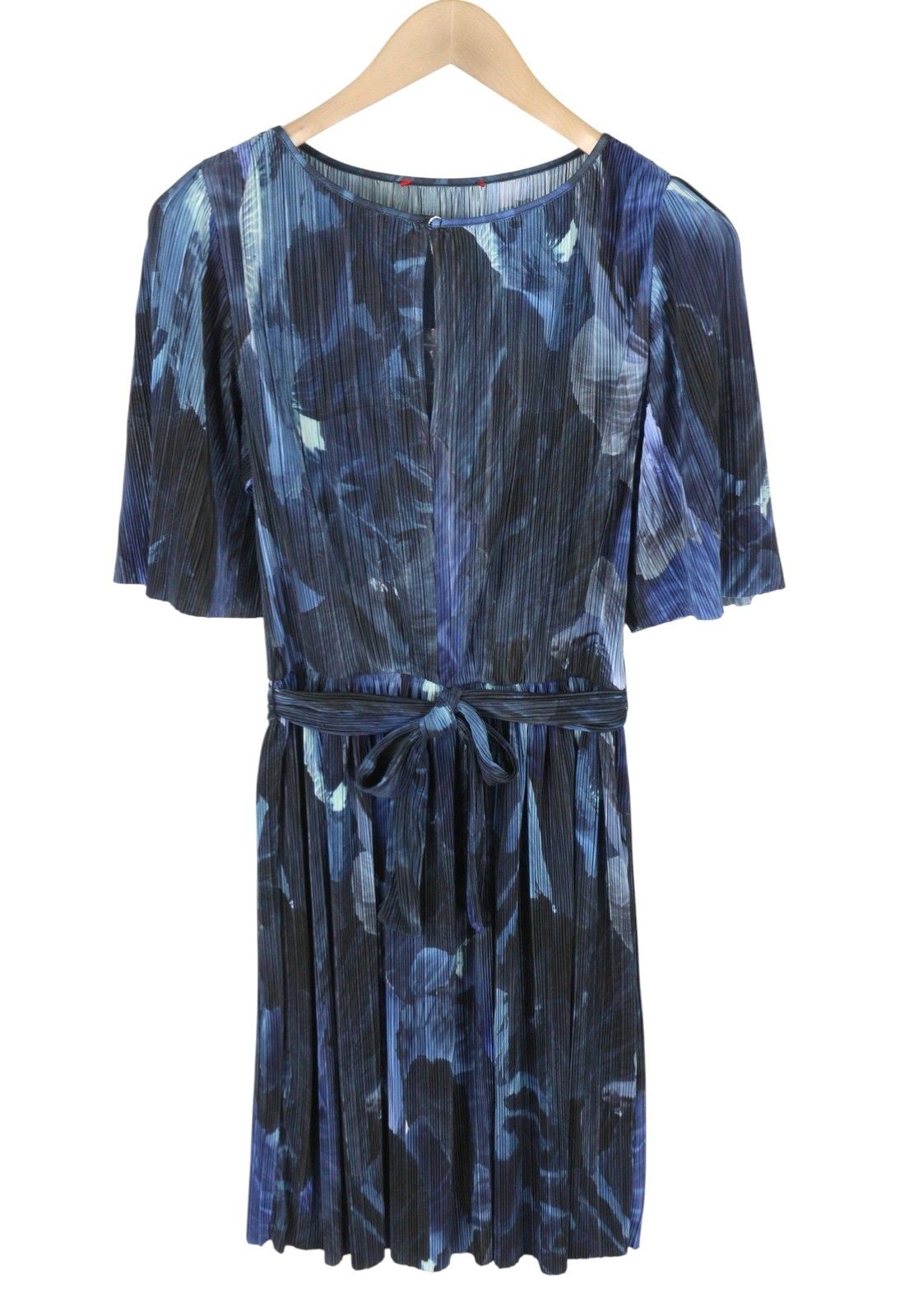 MAX&Co. XS Blue Patterned Textured Belted Short Sleeve Dress 88799 Size XS / US 0-2 / IT 36-38 - 2 Thumbnail