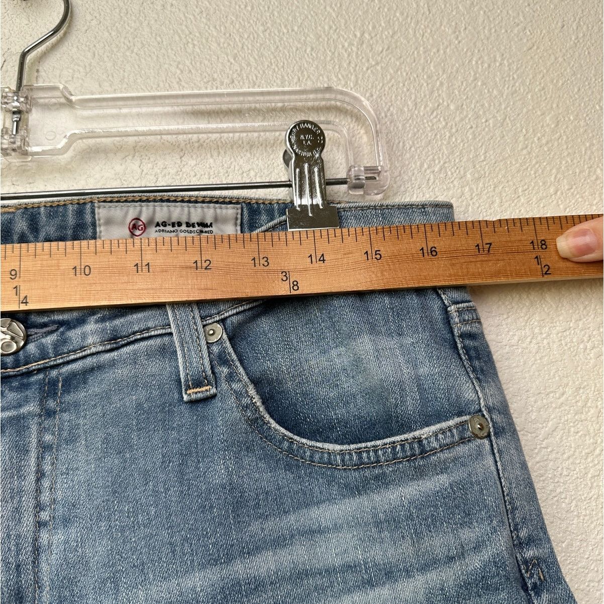 AG Adriano Goldschmied AG Prima Ankle Cigarette Jeans Muted Medium Wash Raw Hem 32R Size 32" / US 10 / IT 46 - 10 Thumbnail