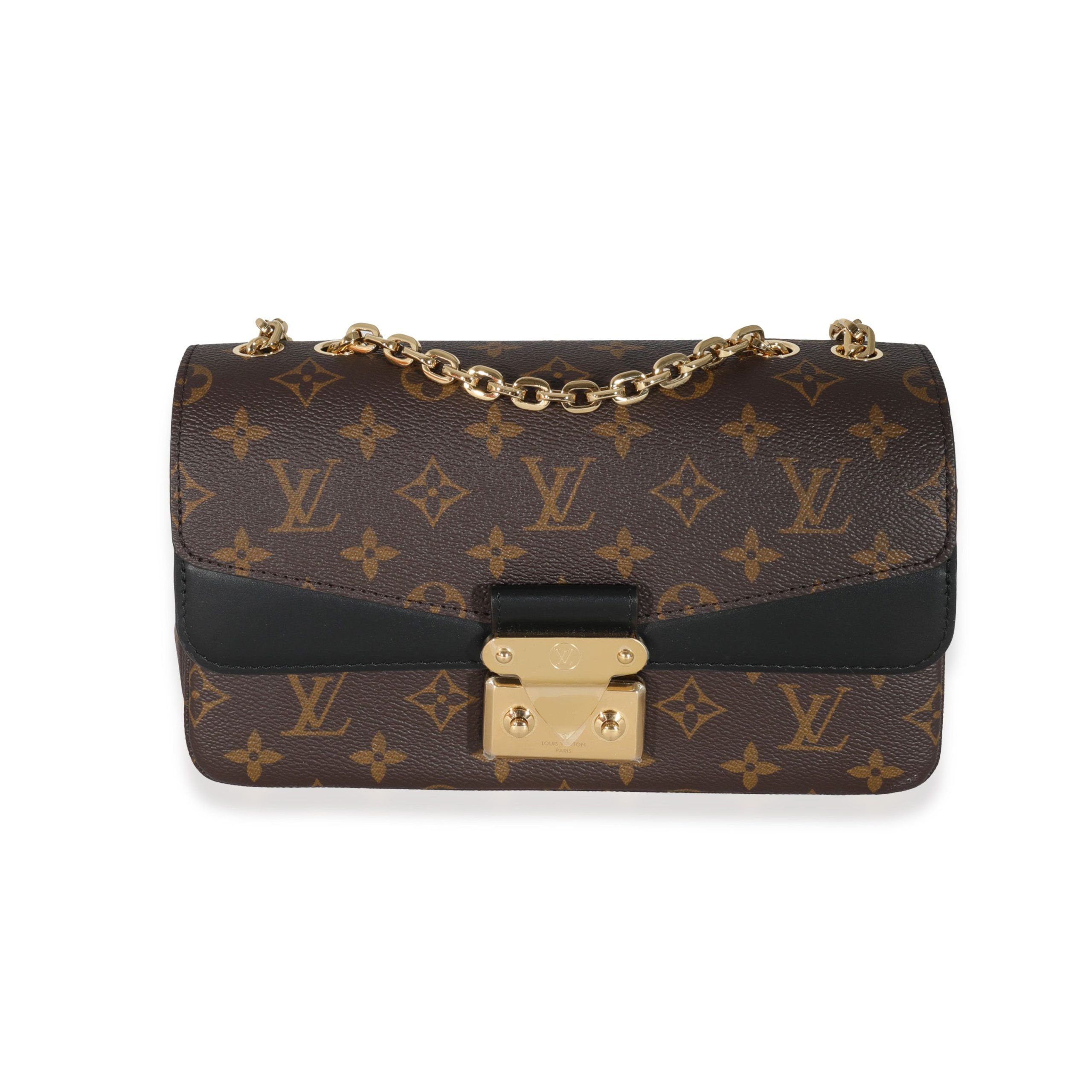 image of Louis Vuitton Black Leather Monogram Canvas Marceau Bag, Women's