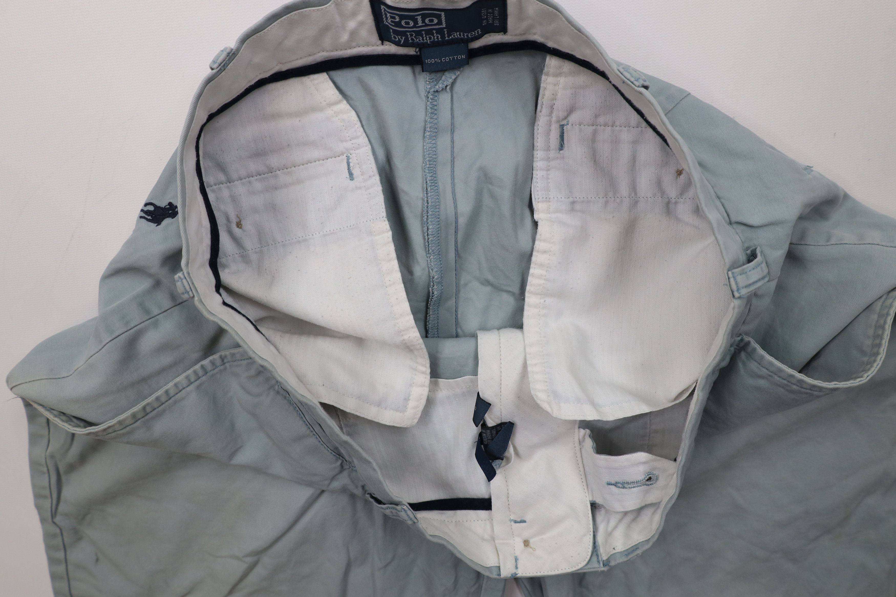 Ralph Lauren × Vintage Vintage 90s Ralph Lauren Above Knee Chino Shorts Light Blue Size US 34 / EU 50 - 9 Thumbnail