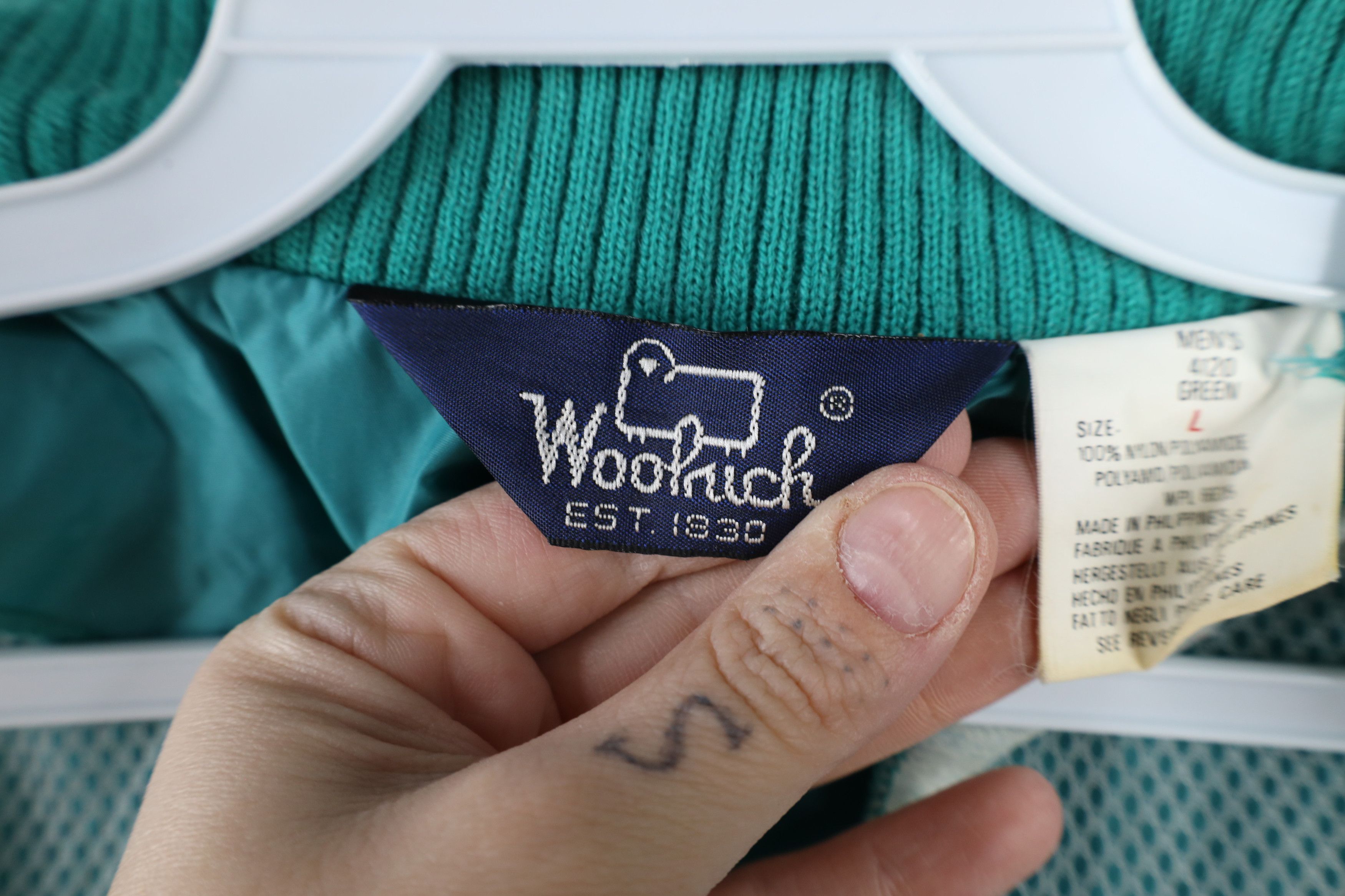Vintage × Woolrich Woolen Mills Vintage 90s Woolrich Blank Hooded Windbreaker Jacket Green Size US L / EU 52-54 / 3 - 11 Thumbnail