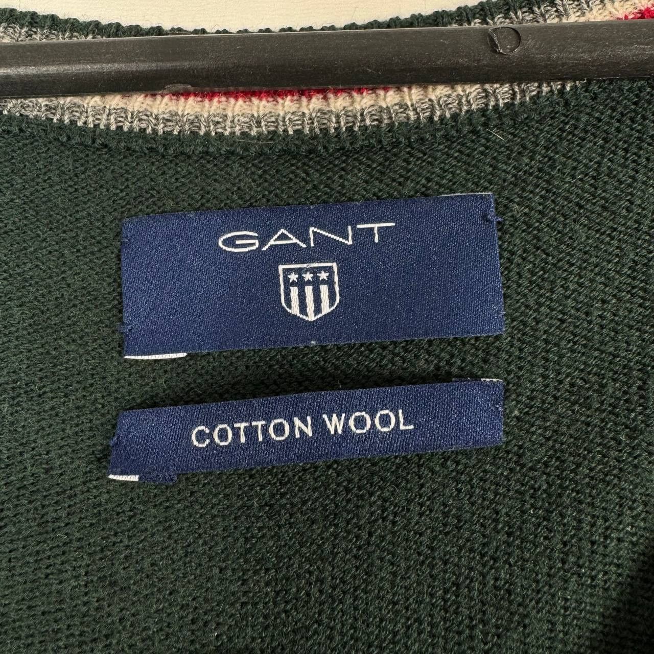 Gant GANT Mens Sweater V Neck Cotton Wool Green Classic Size L Size US L / EU 52-54 / 3 - 4 Thumbnail