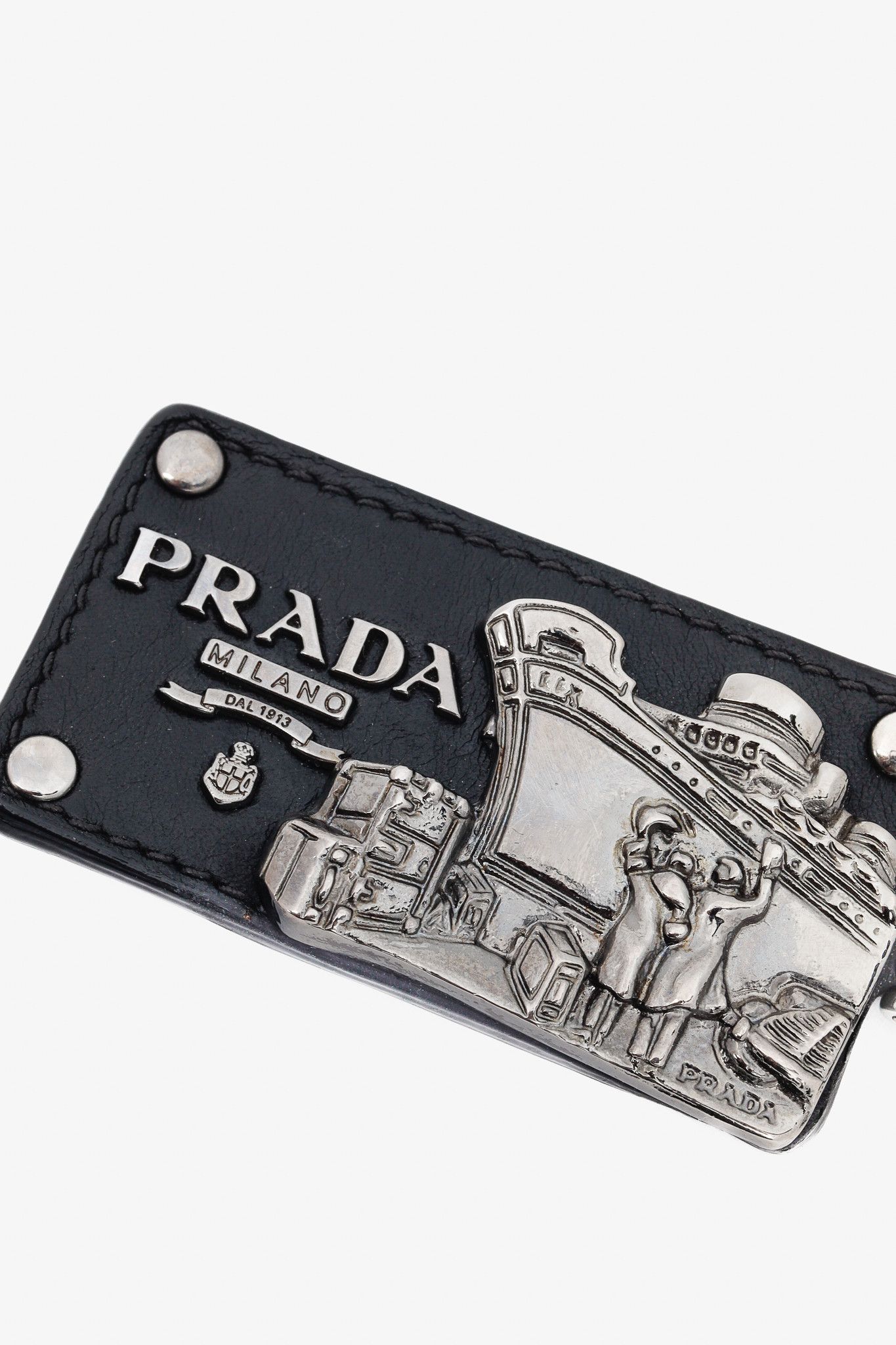 Prada Prada Black Leather SHW Ship-Motif Bag Charm Size ONE SIZE - 3 Thumbnail