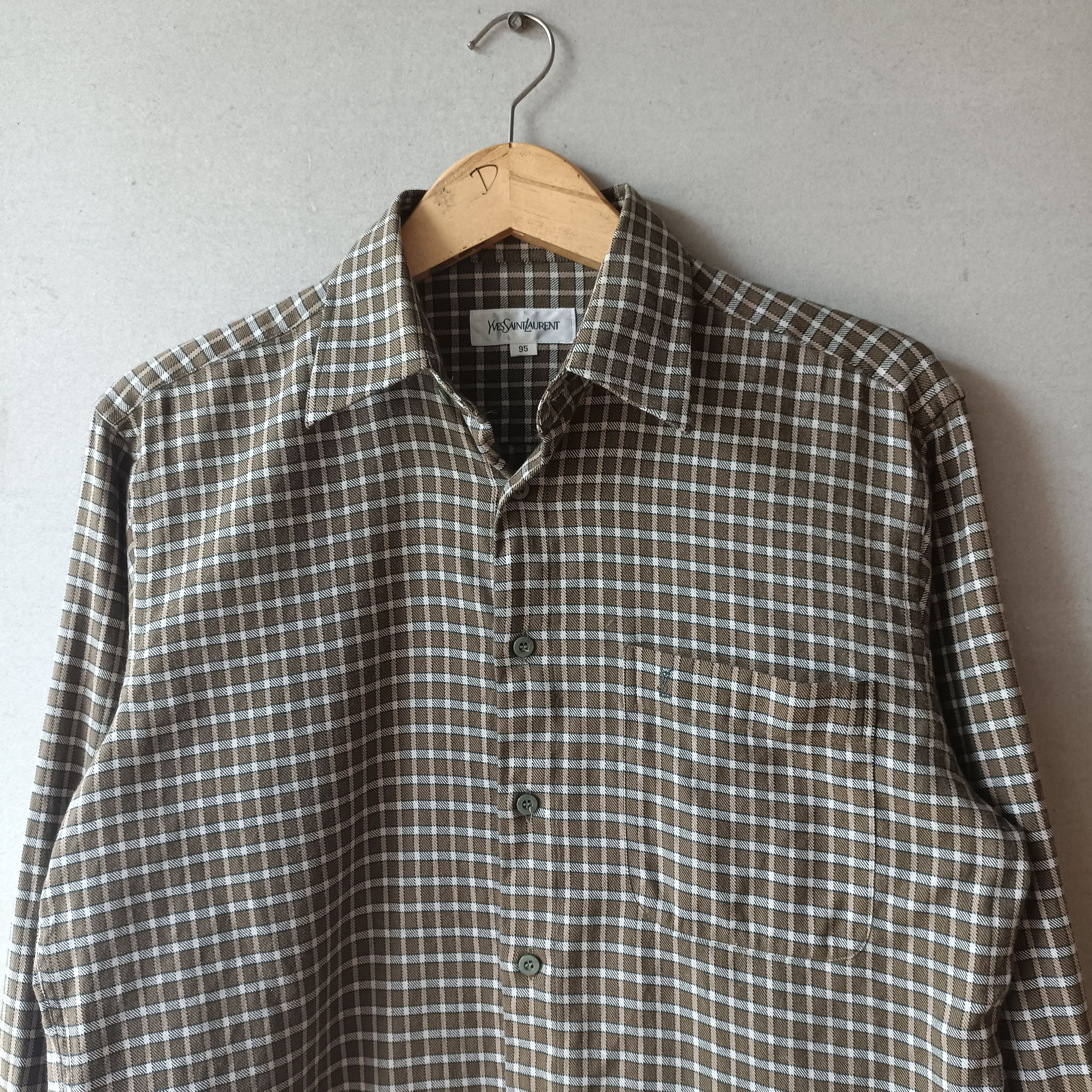 Yves Saint Laurent Vtg Yves Saint Laurent Checkered Plaid flannel Shirt Size US M / EU 48-50 / 2 - 2 Thumbnail