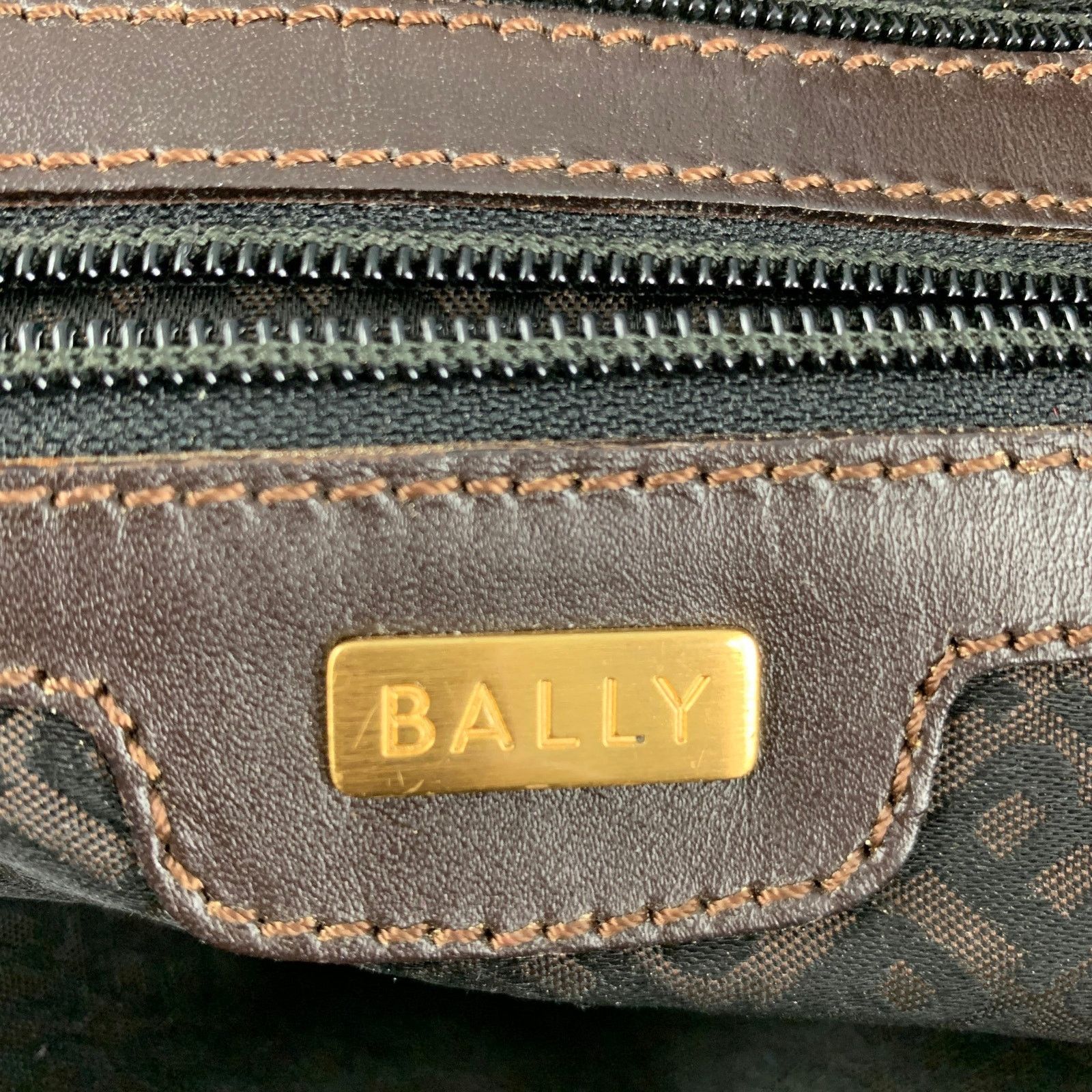 Bally BALLY Brown Monogram Nylon Leather Tote Handbag Size ONE SIZE - 7 Thumbnail