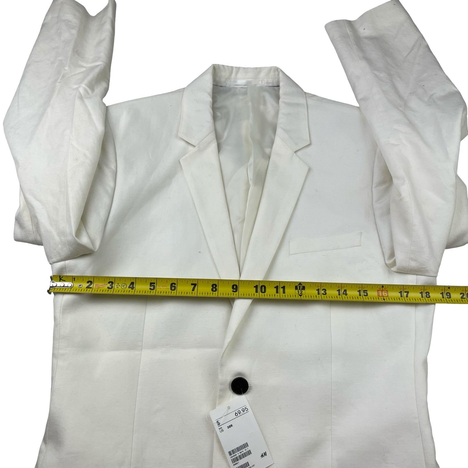 H&M NEW H&M Men's Cotton/Linen 2-Button Blazer White • 38R US Size 38R - 8 Thumbnail