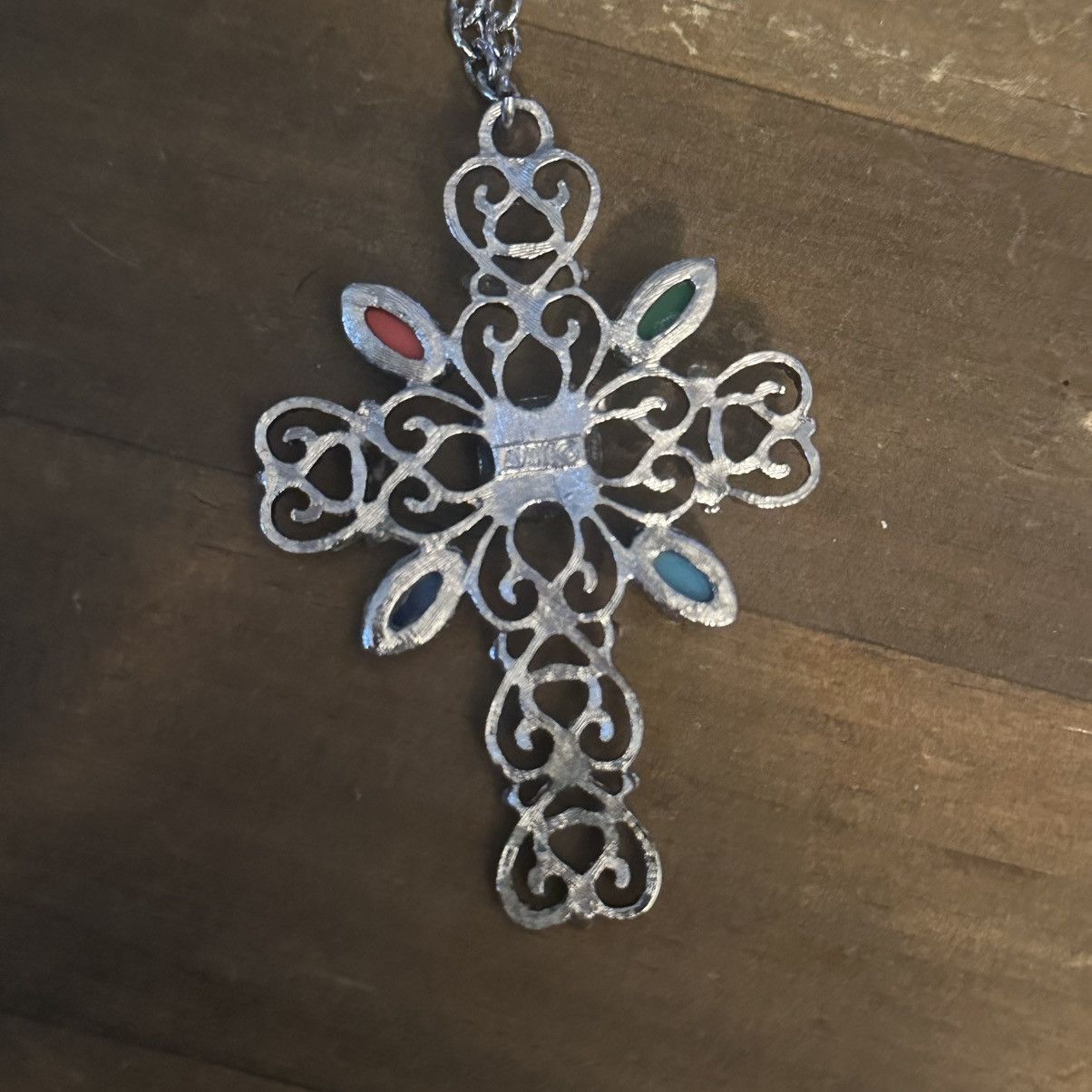 Other × Vintage Vintage Avon silver ornate gemstone cross pendant necklace Size ONE SIZE - 4 Thumbnail