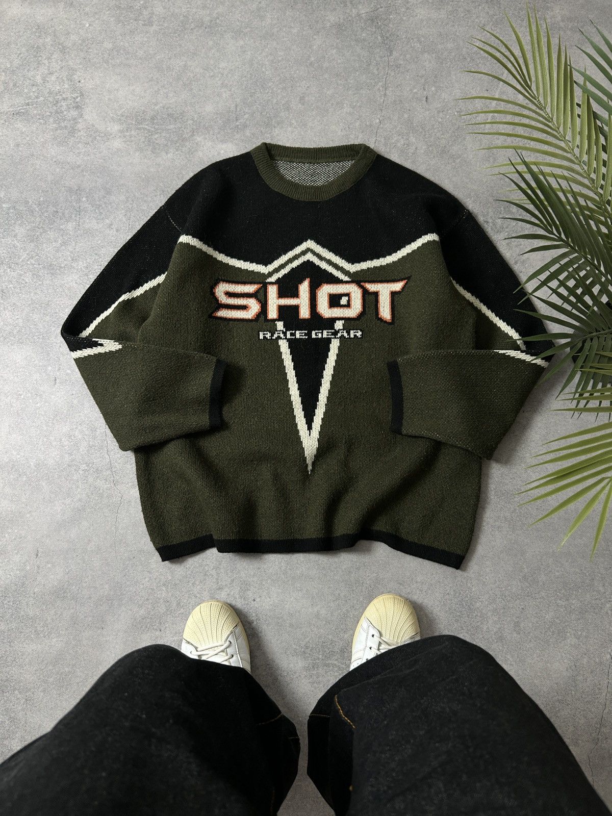 Schott Vintage Shot Race Gear big logo knit wool sweatshirt mens Size US L / EU 52-54 / 3 - 1 Thumbnail