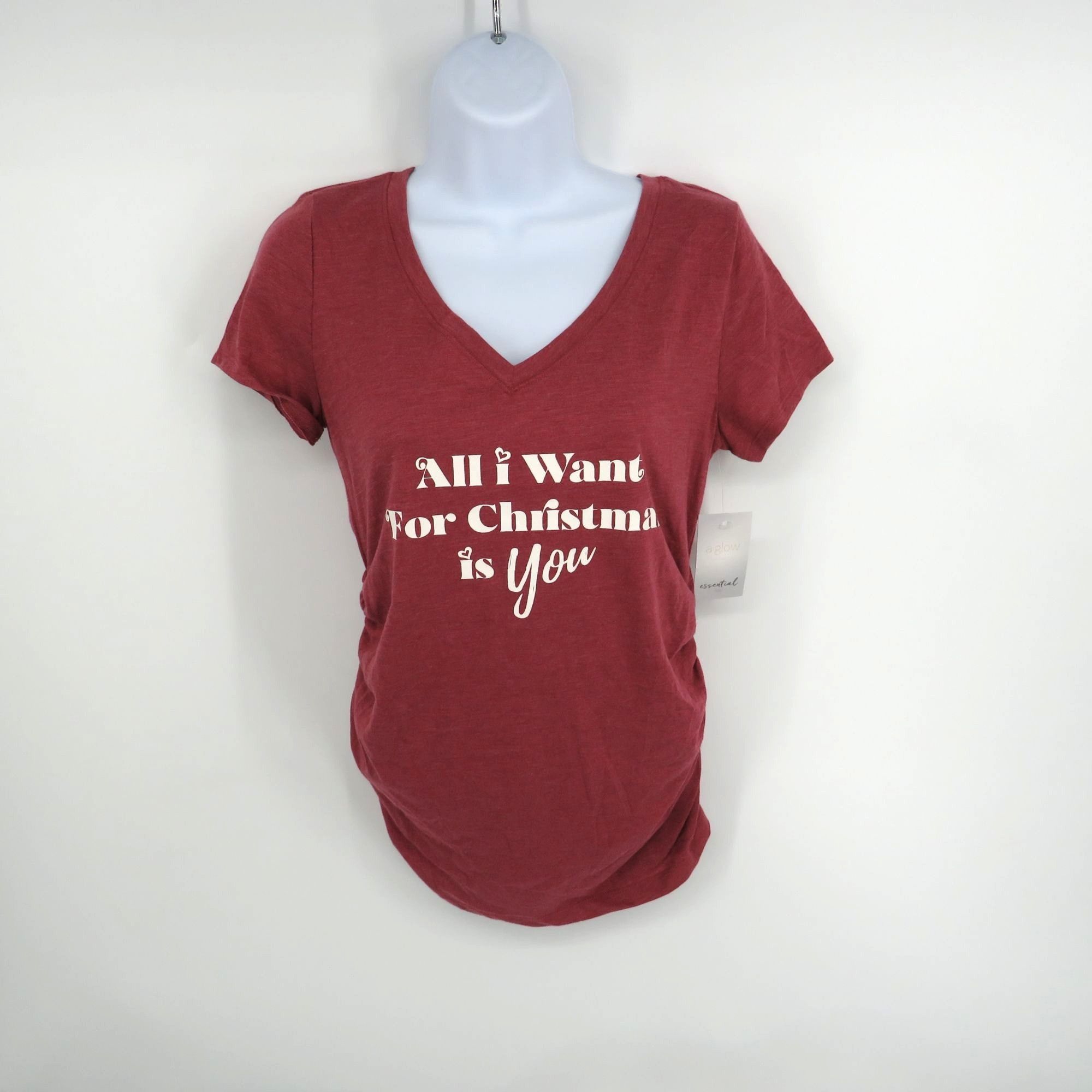 Other "All I Want For Christmas Is You" Wine V-Neck Maternity T-Sh Size XS / US 0-2 / IT 36-38 - 1 Thumbnail