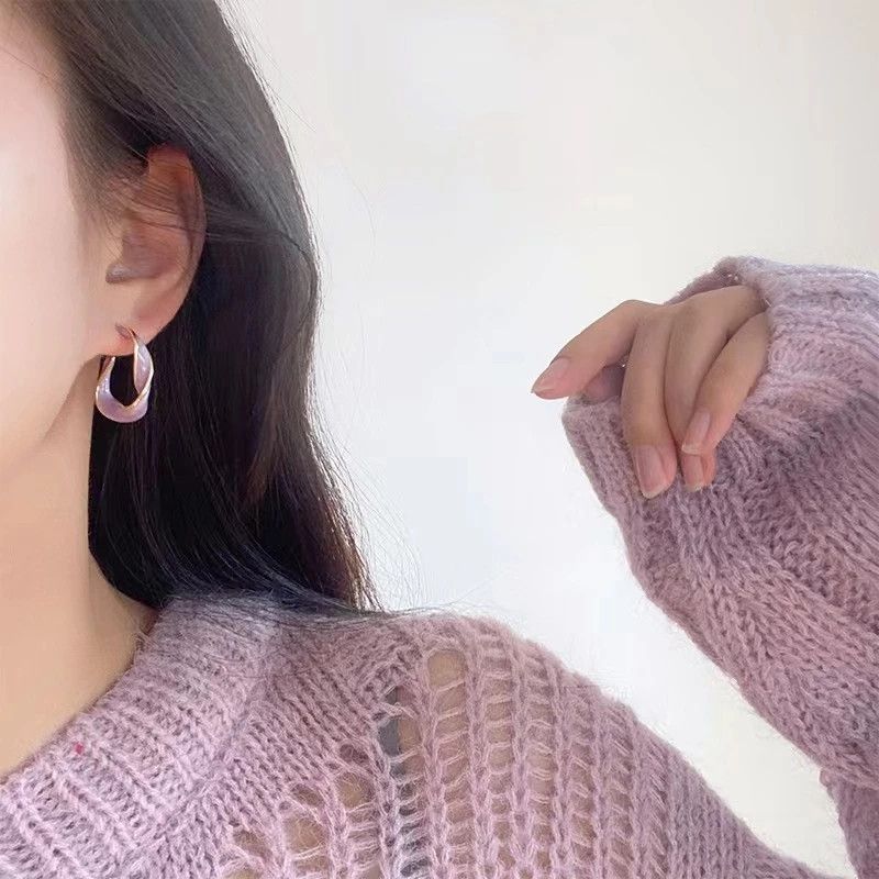 Designer × Jewelry Twisted Art Line Purple Stud Earring Size ONE SIZE - 3 Thumbnail