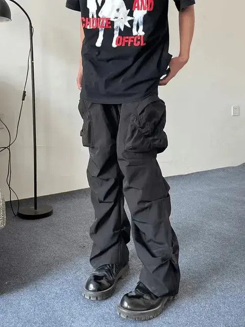 Gray skate cargo pleated pants