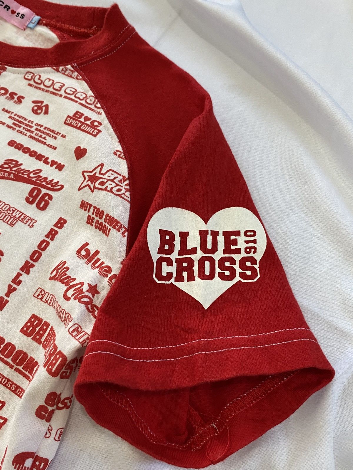 Japanese Brand Hysteric glamour blue cross short sleeve raglan t-shirt Size L / US 10 / IT 46 - 7 Thumbnail