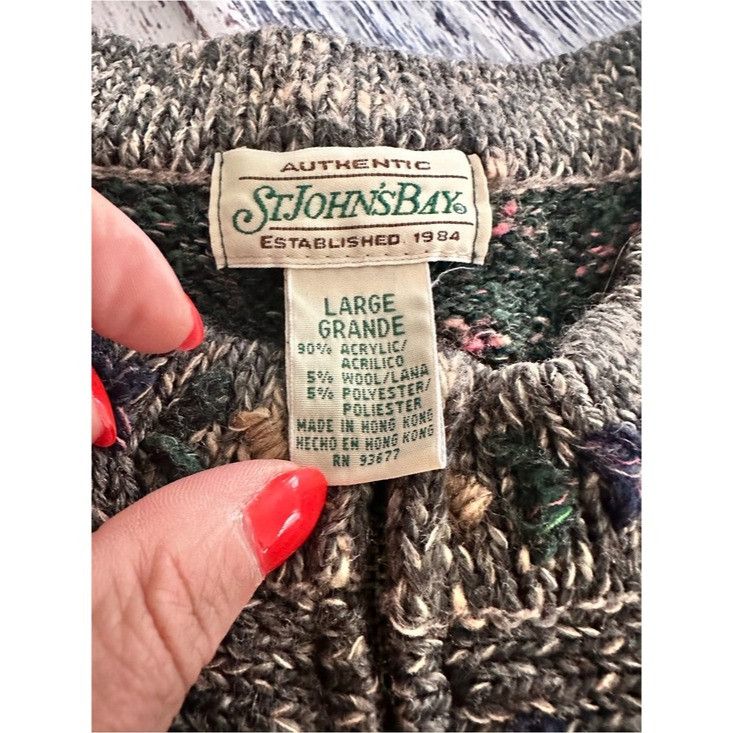 Vintage Vintage St. John’s Bay Green Wool Knit Vest with Floral Embr Size L / US 10 / IT 46 - 5 Thumbnail