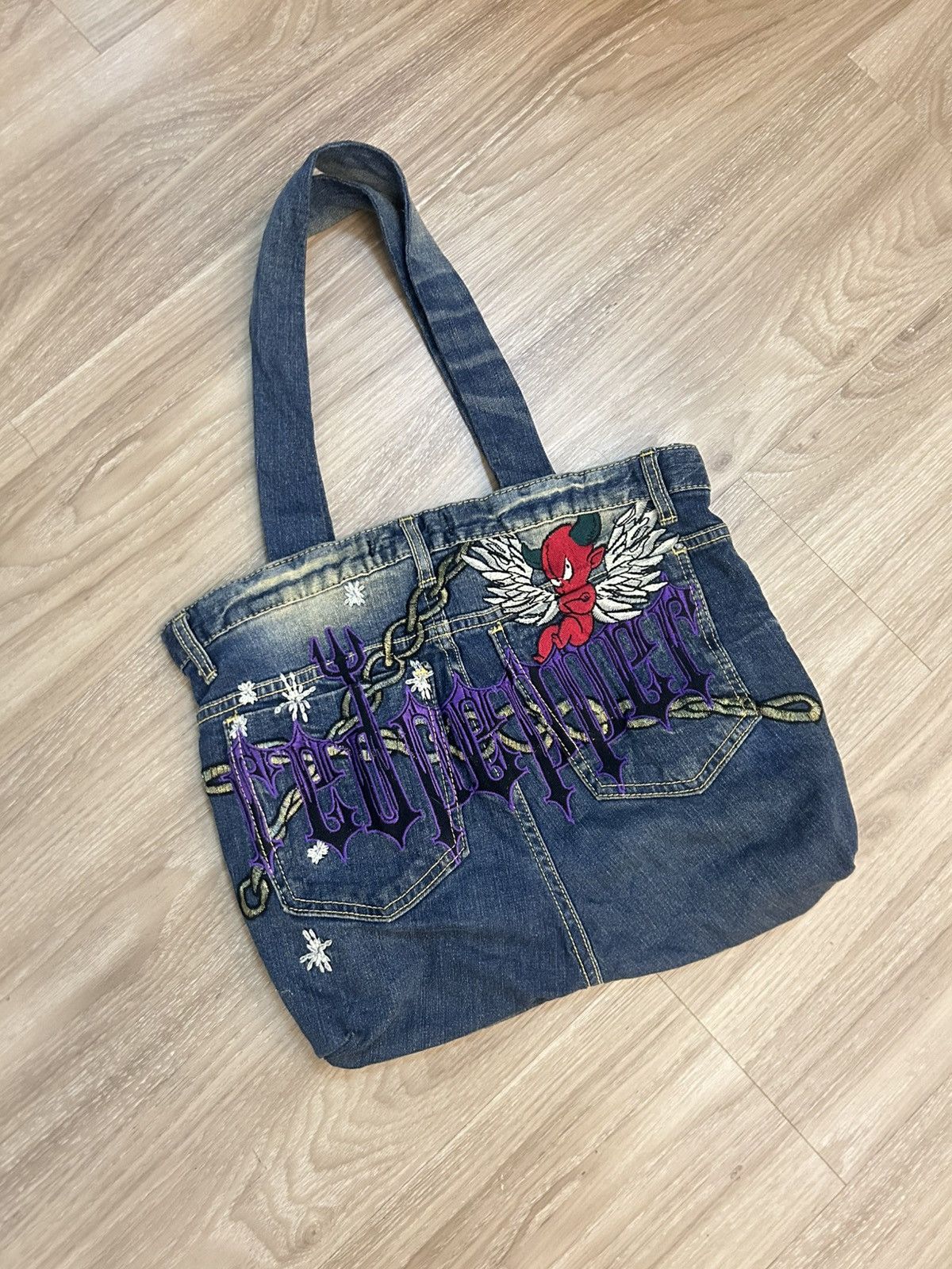 Tedman RARE💥Red Pepper Japanese Reworked Reversible Denim Tote Bag Size ONE SIZE - 2 Thumbnail