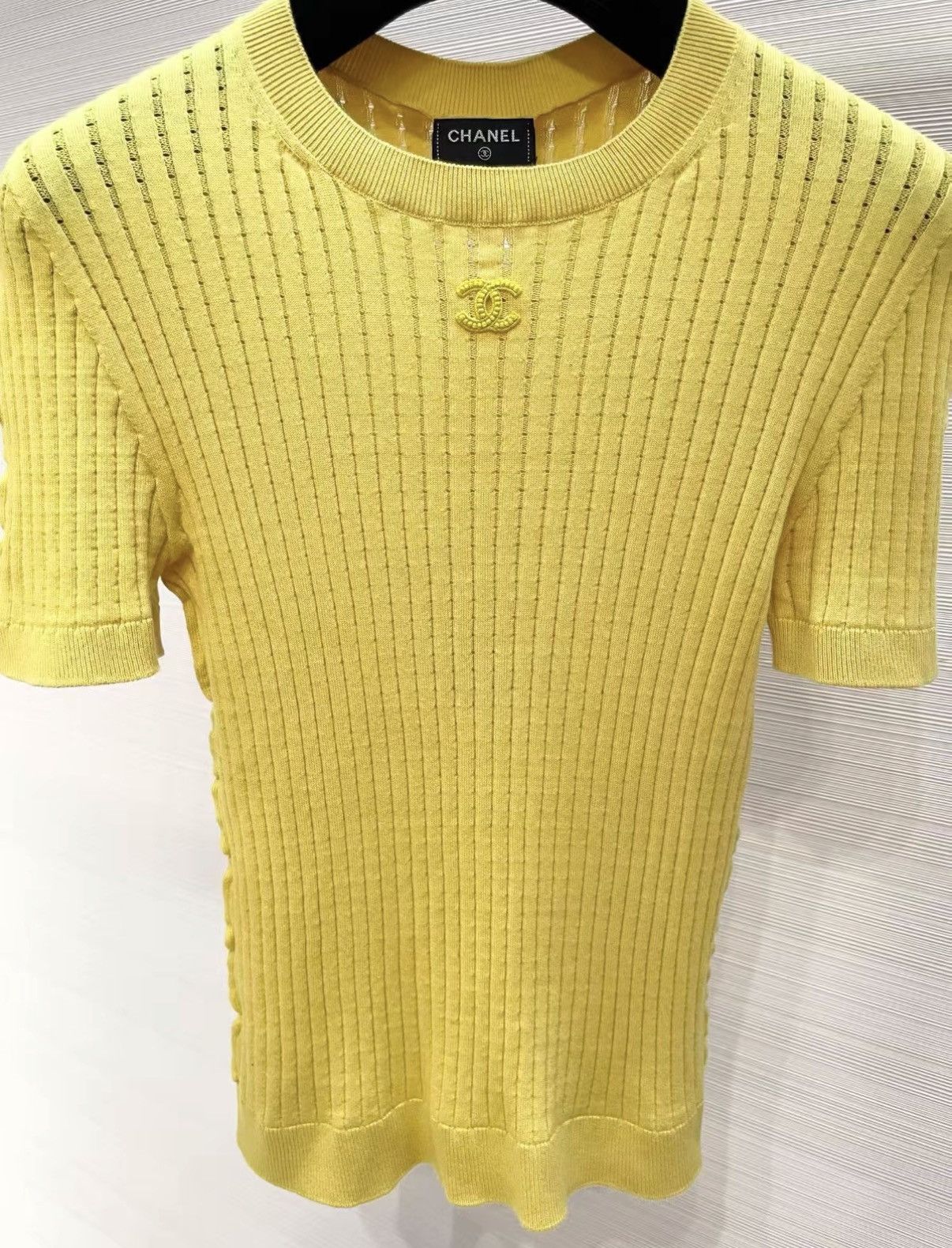 Chanel CHANEL Classic Yellow Ruffled Cotton Knit Short J33 Size XXS / US 00 / IT 34 - 2 Thumbnail