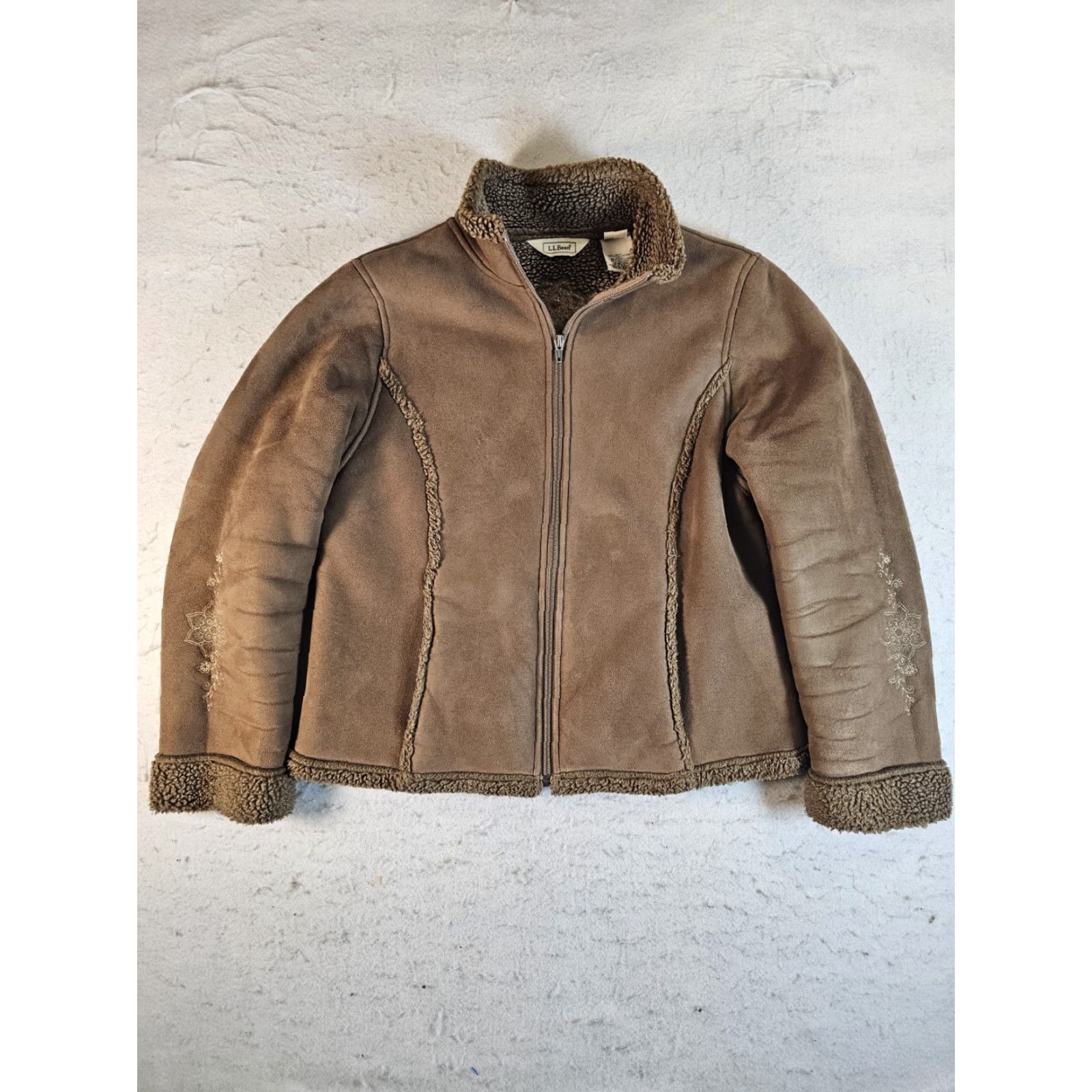 Vintage VINTAGE L.L.Bean Womens Jacket Floral Design Faux Suede Lined Fleece Brown Size M Reg Size M / US 6-8 / IT 42-44 - 2 Thumbnail